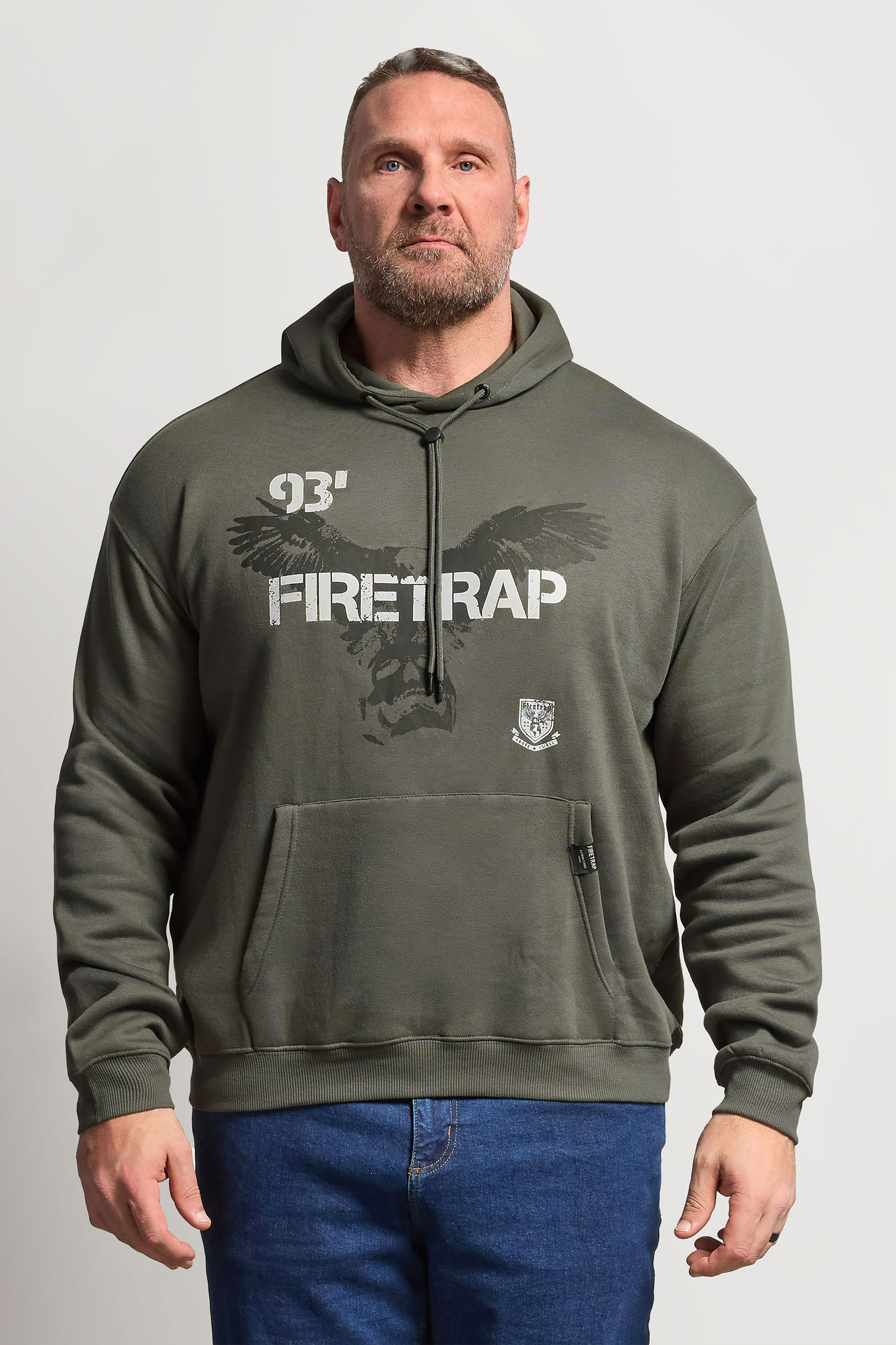 FIRETRAP Big & Tall Khaki Green Hawk Hoodie | BadRhino 3