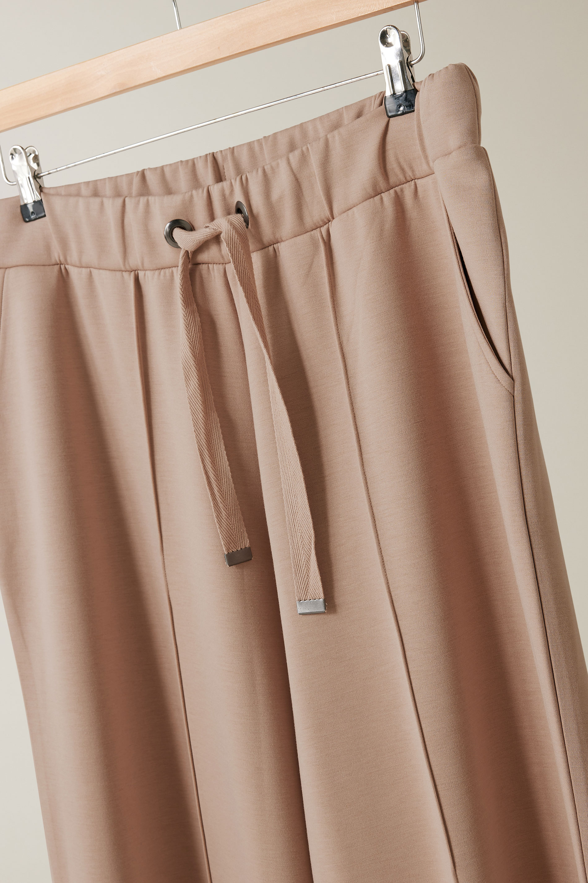 EVANS Plus Size Natural Brown Luxe Wide Leg Joggers | Evans 6