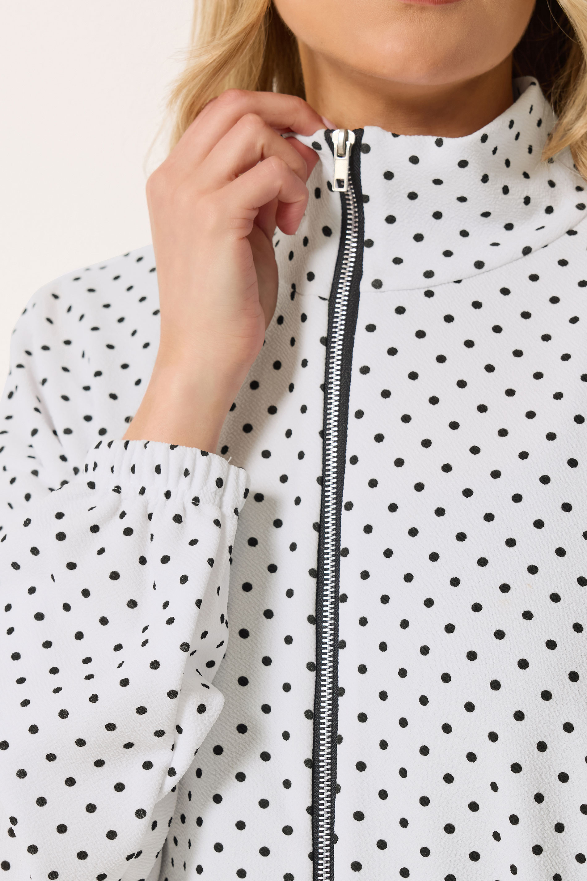 LTS Tall Women's White Polka Dot Funnel Neck Jacket | Long Tall Sally 8