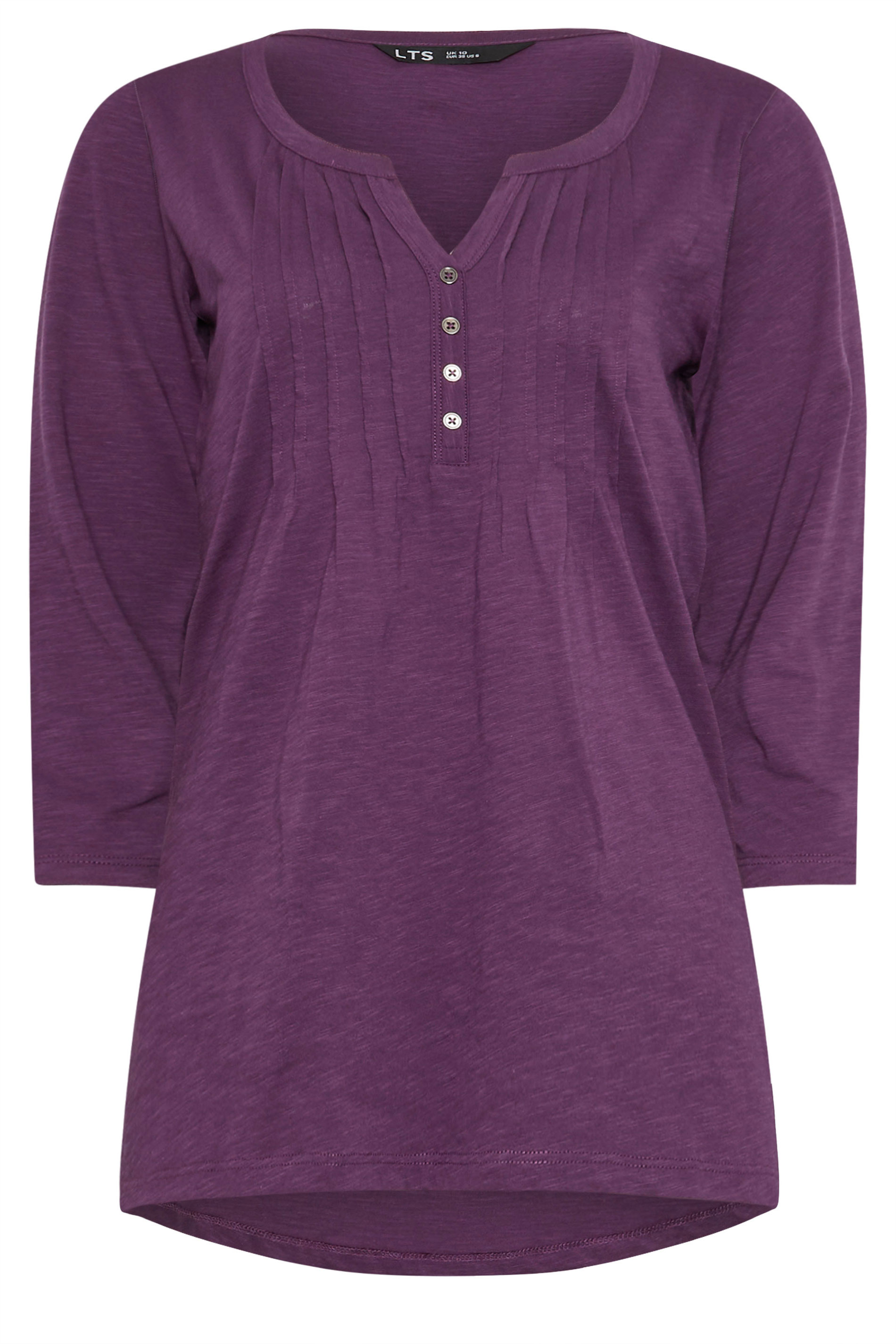 LTS Tall 2 PACK Purple & Teal Blue Cotton Henley Tops | Long Tall Sally 9