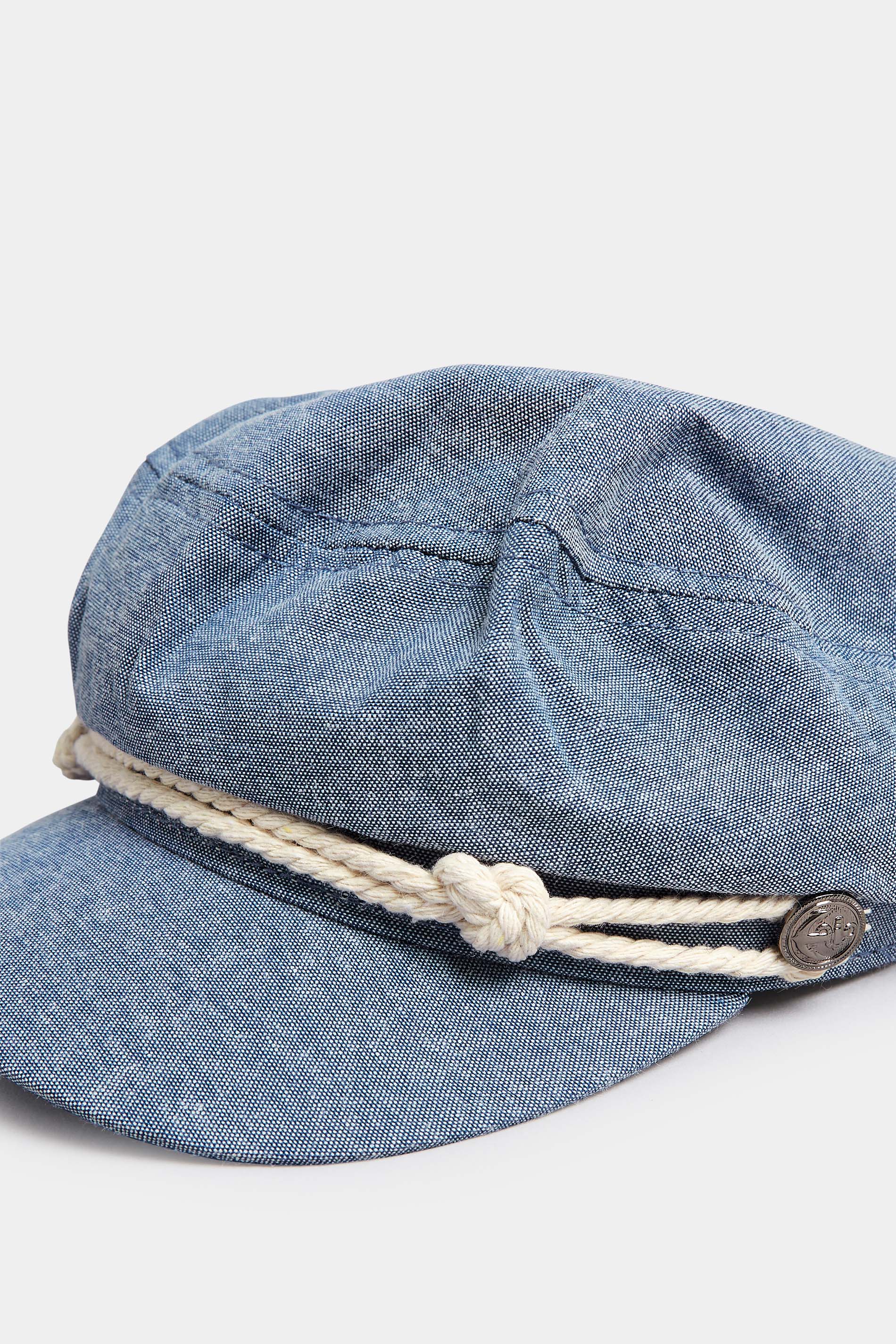 Blue Denim Rope Baker Boy Hat | Yours Clothing 3