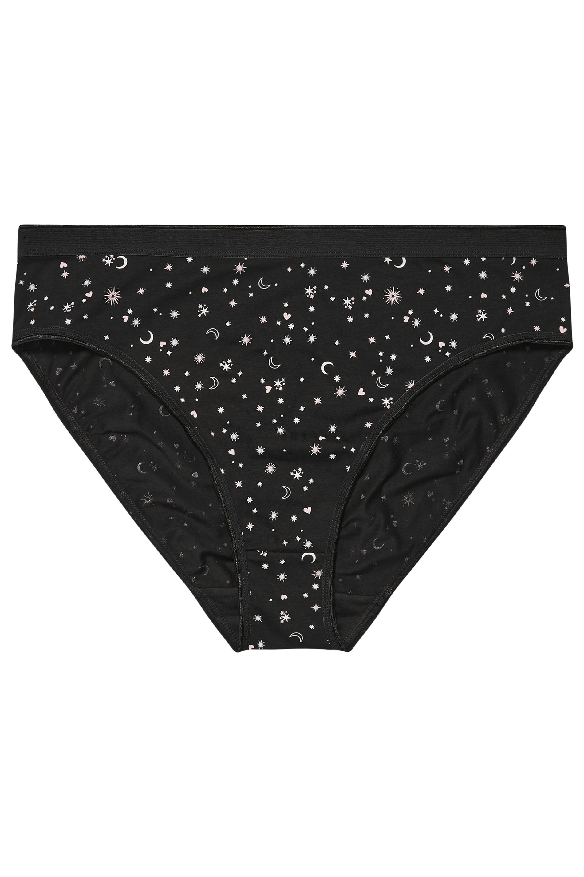 YOURSET 5 PACK Plus Size Black & Pink Star Print High Leg Knickers | Yours Clothing  8