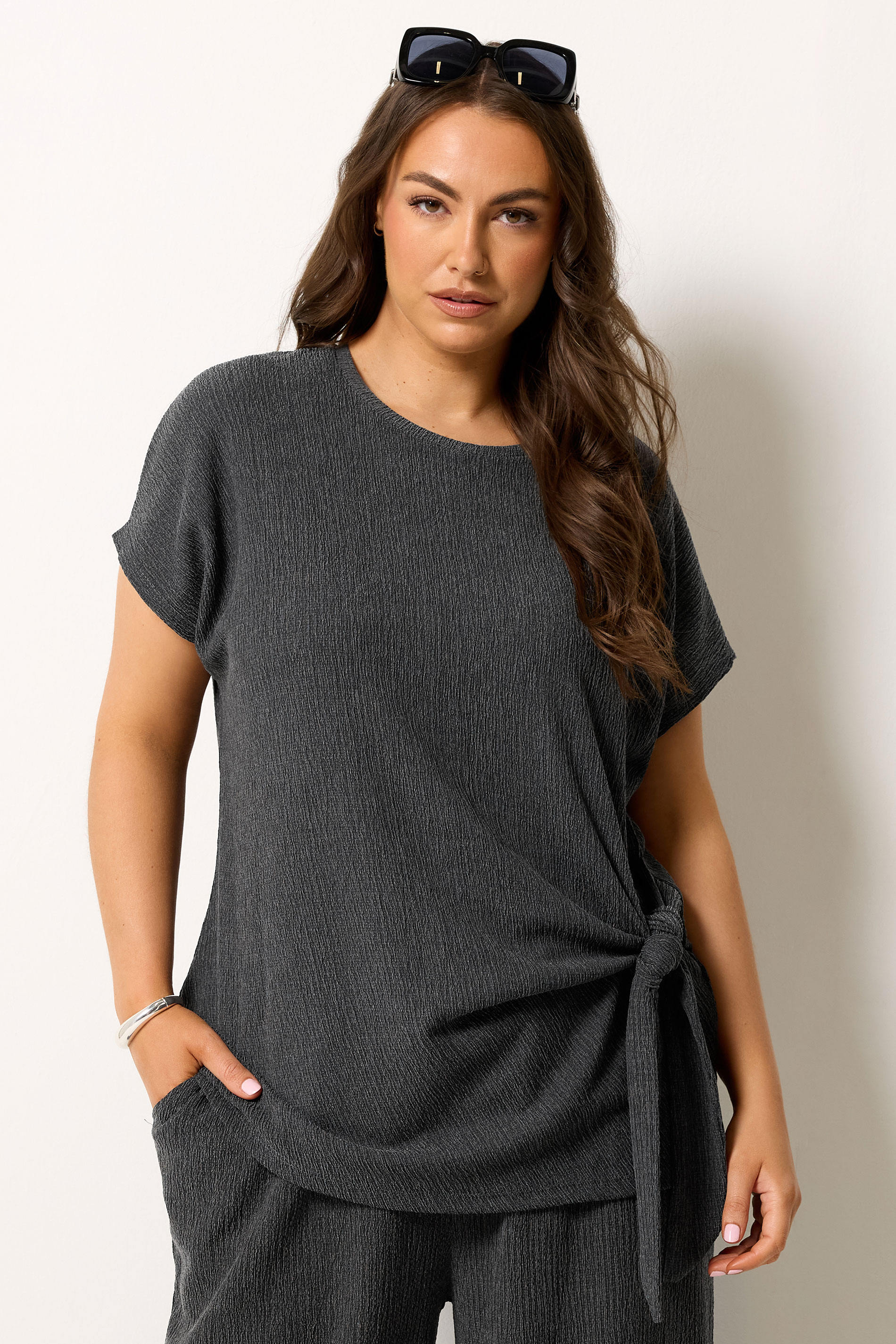 YOURS Plus Size Grey Side Knot T-Shirt 3