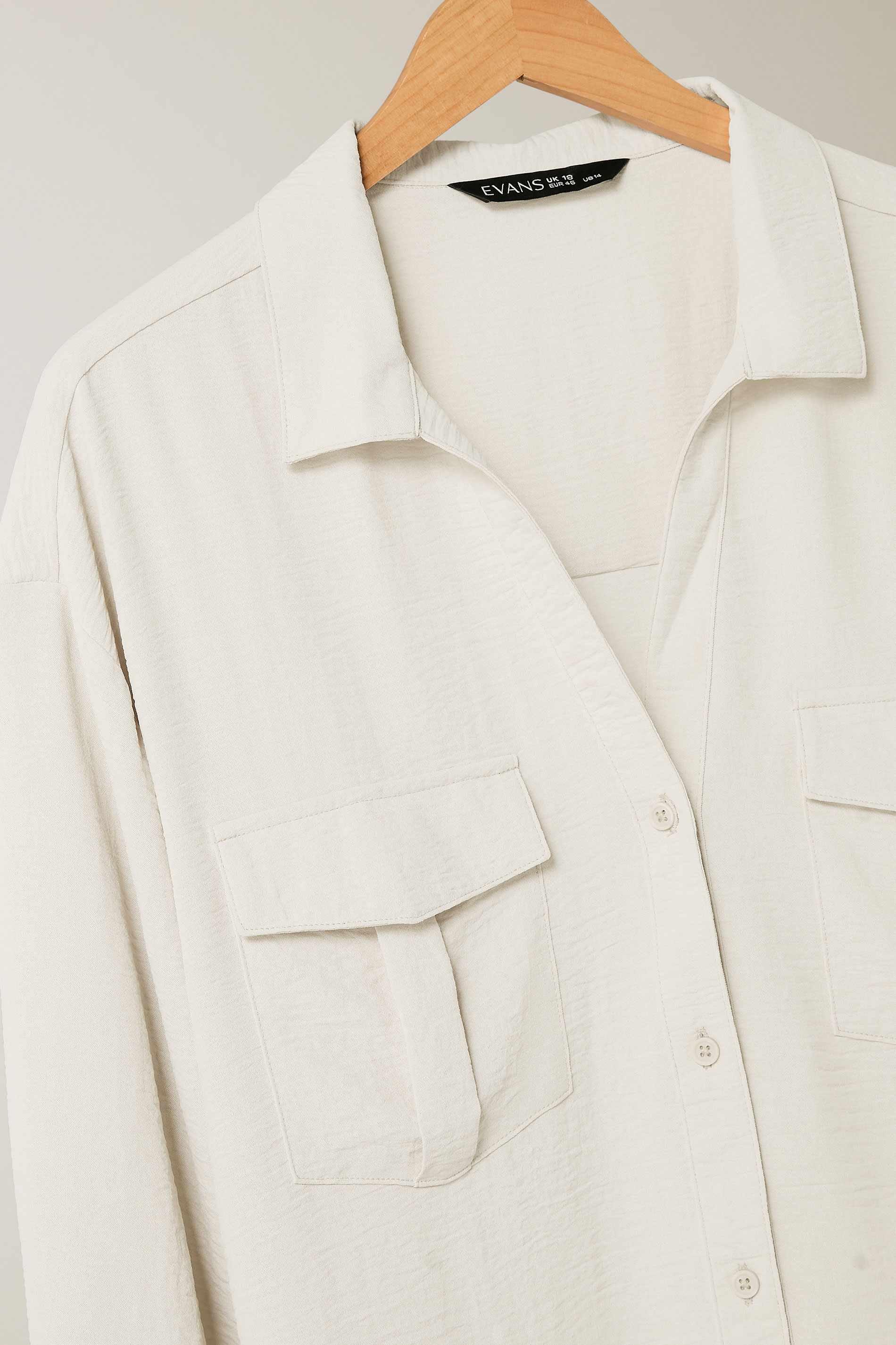 EVANS Plus Size Cream Utility Pocket Shirt | Evans 7