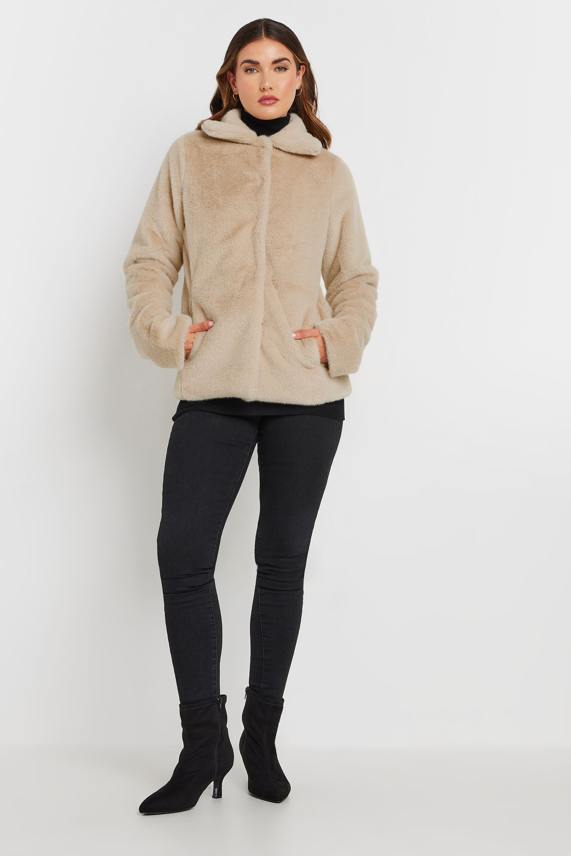 LTS Tall Beige Brown Faux Fur Coat | Long Tall Sally 2