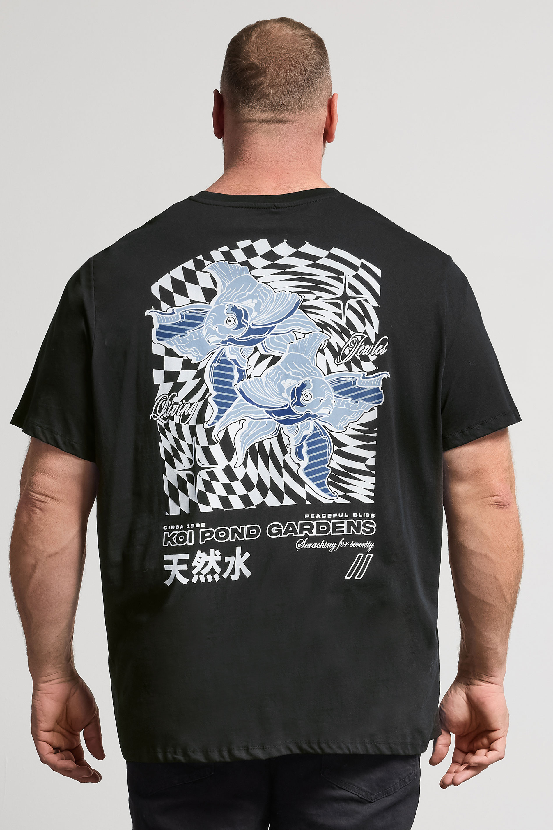 JACK & JONES Big & Tall Black Japanese Graphic Print T-Shirt | BadRhino 2