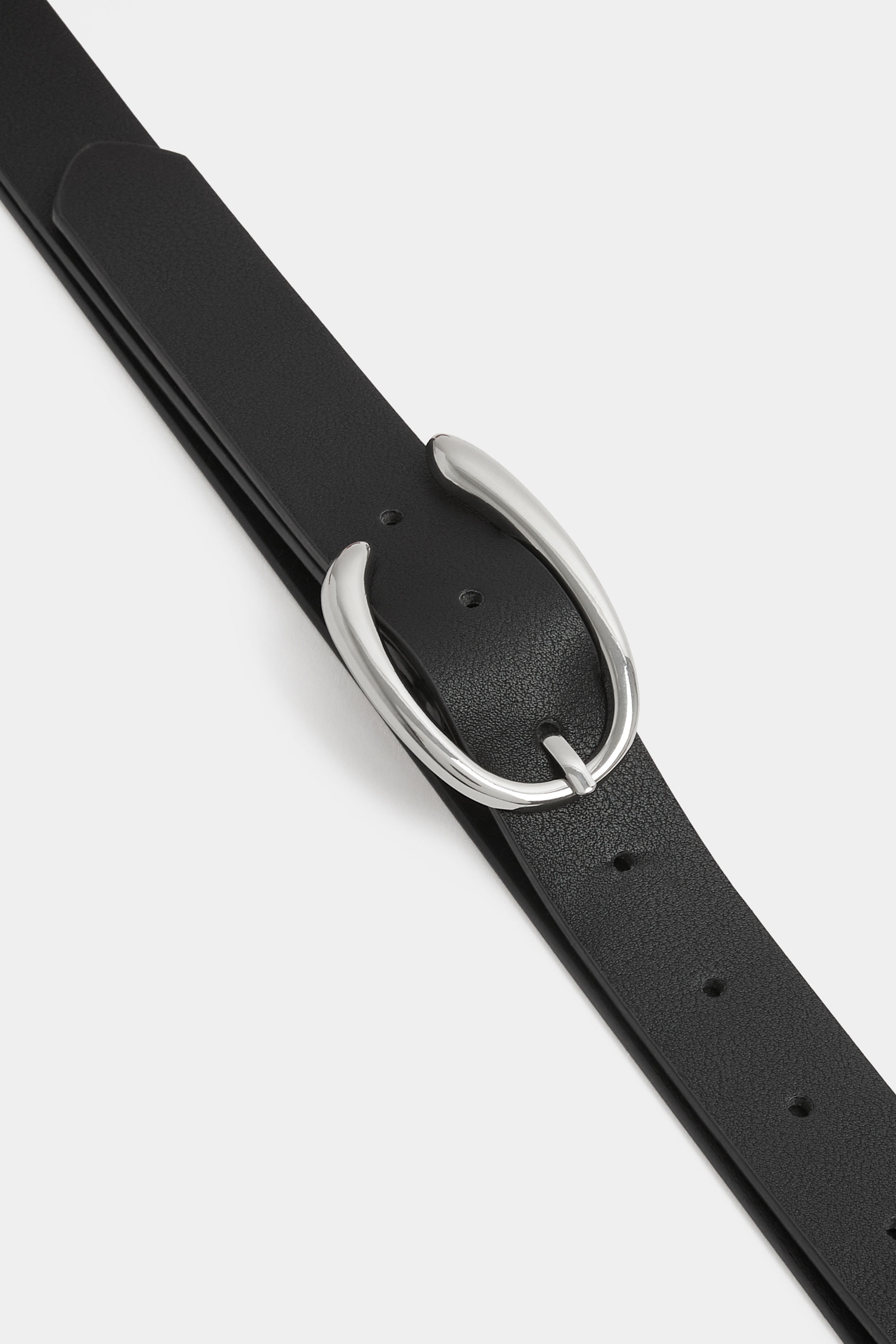 Black Faux Leather Oval Buckle Belt | Yours Clothing 2