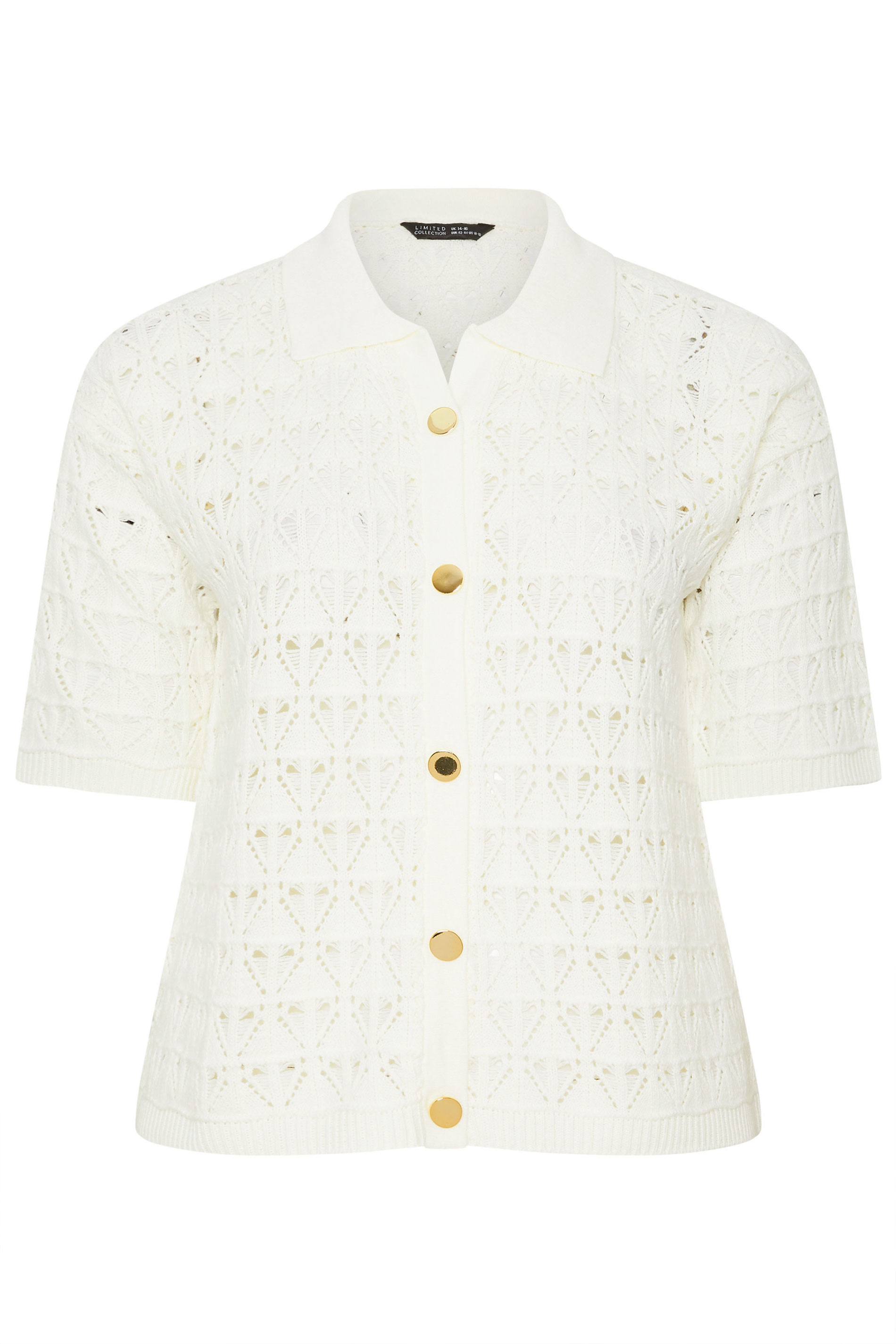 LIMITED COLLECTION Plus Size White Crochet Shirt | Yours Clothing 5