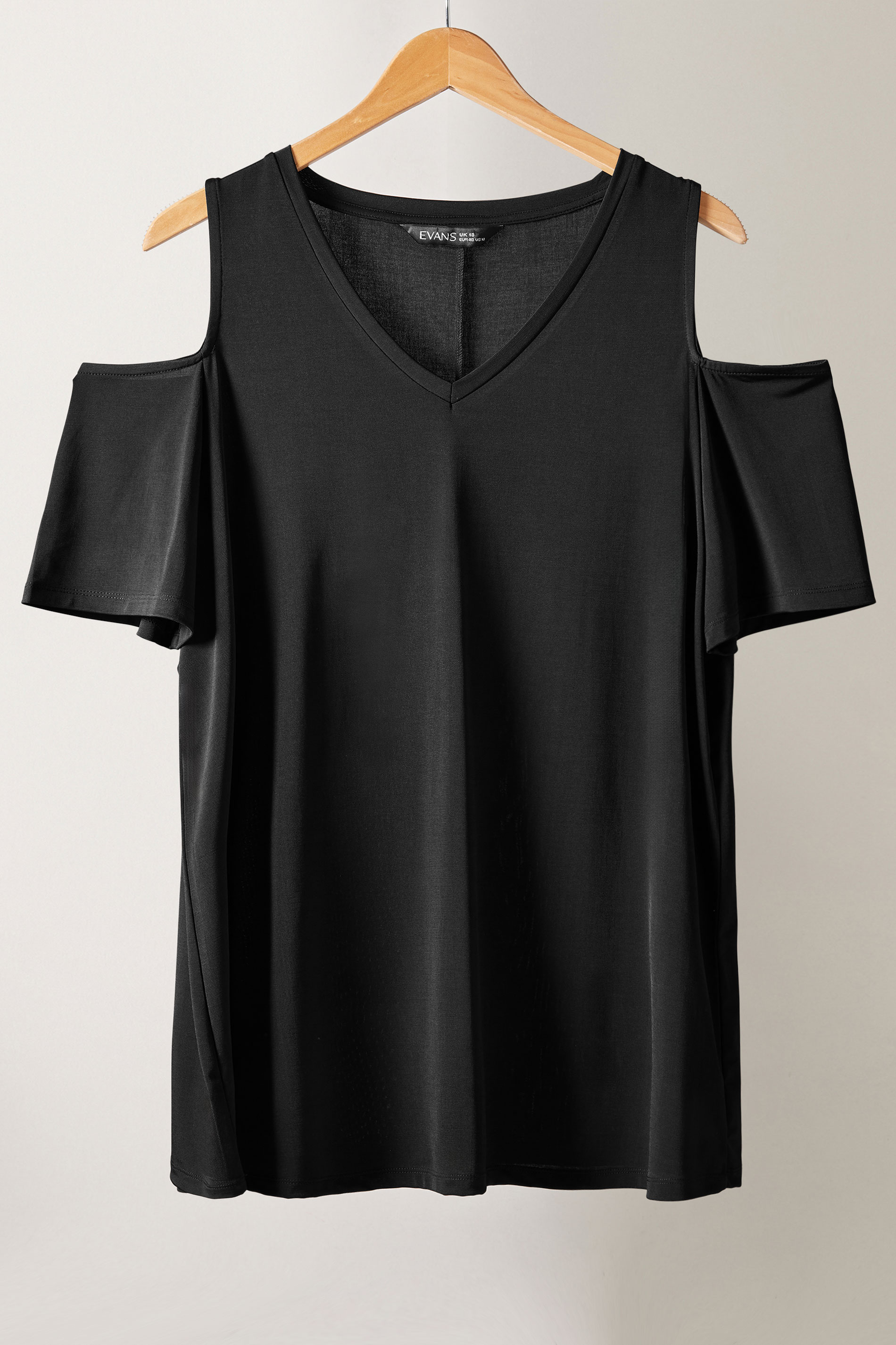 EVANS Curve Black Cold Shoulder Top | Evans 5