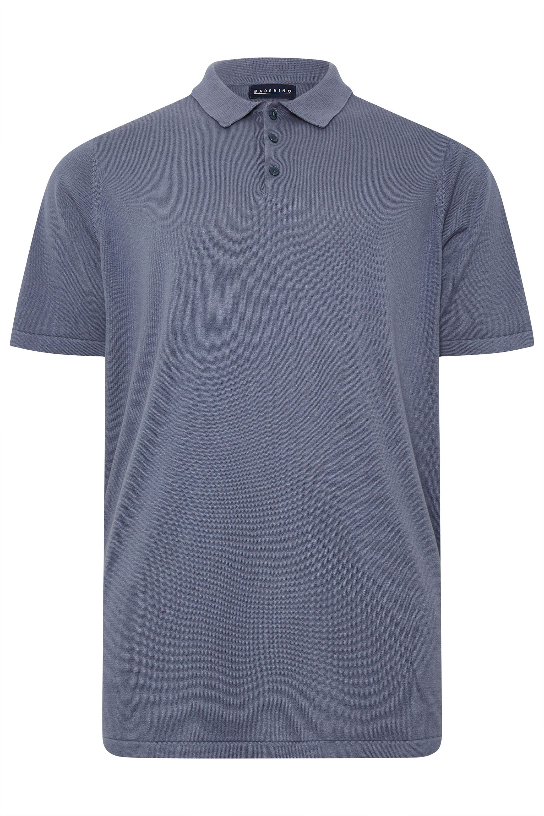 BadRhino Big & Tall Light Blue Knitted Short Sleeve Polo Shirt | BadRhino 1