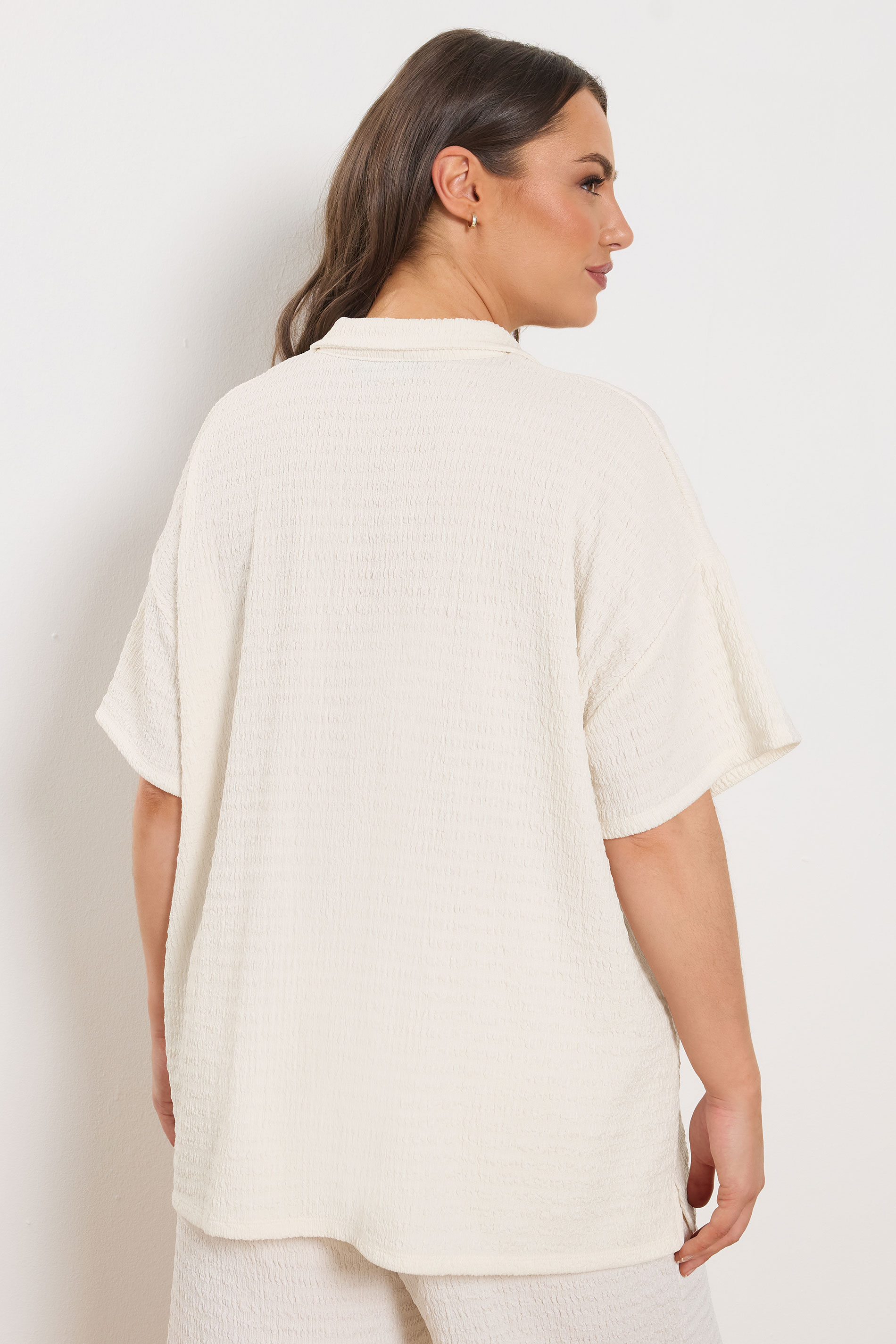 YOURS Plus Size Ivory White Textured Shirt | Yours Clothing 5