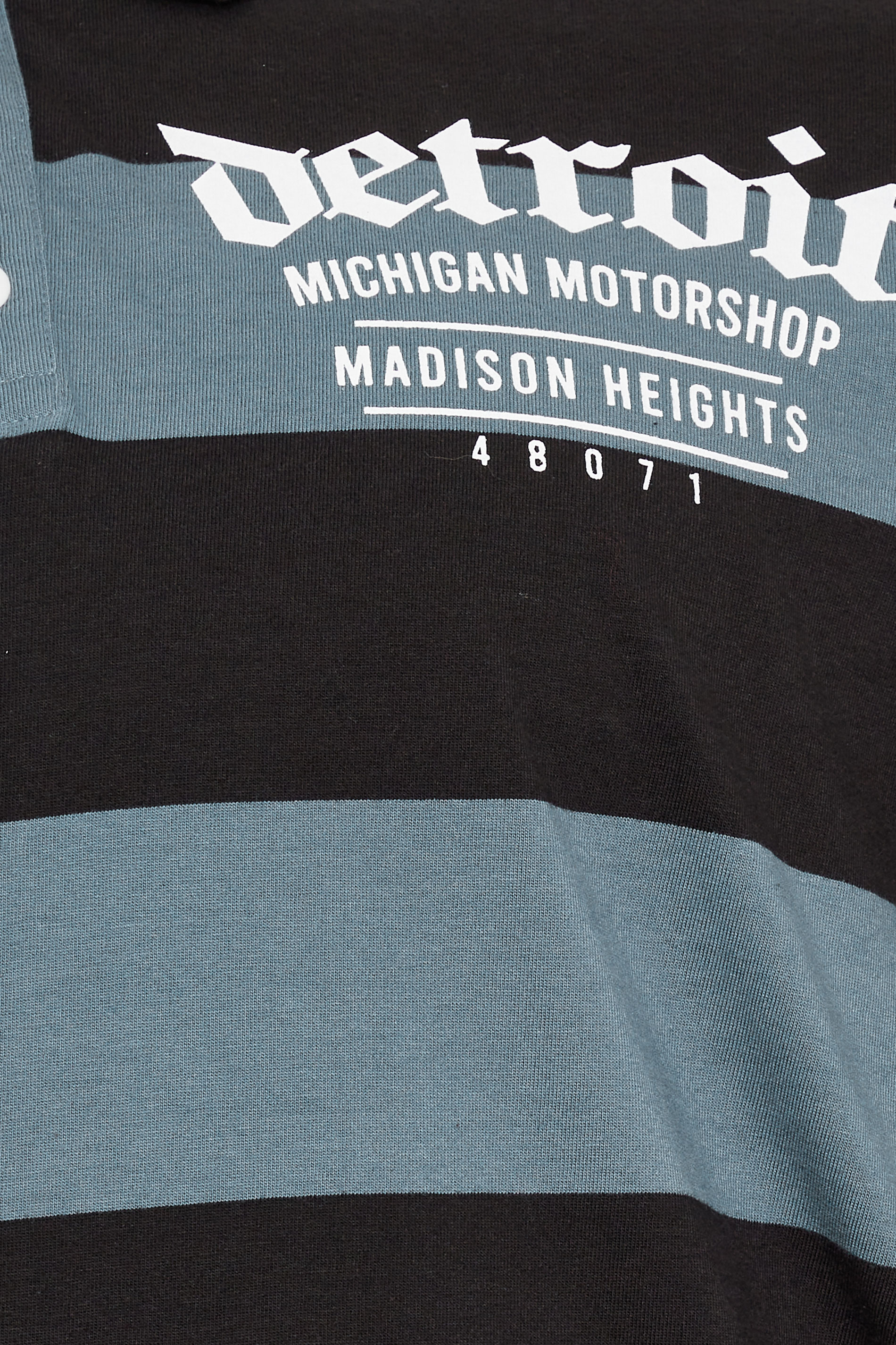 BadRhino Big & Tall Blue 'Detroit' Print Stripe Rugby Polo Shirt | BadRhino 1