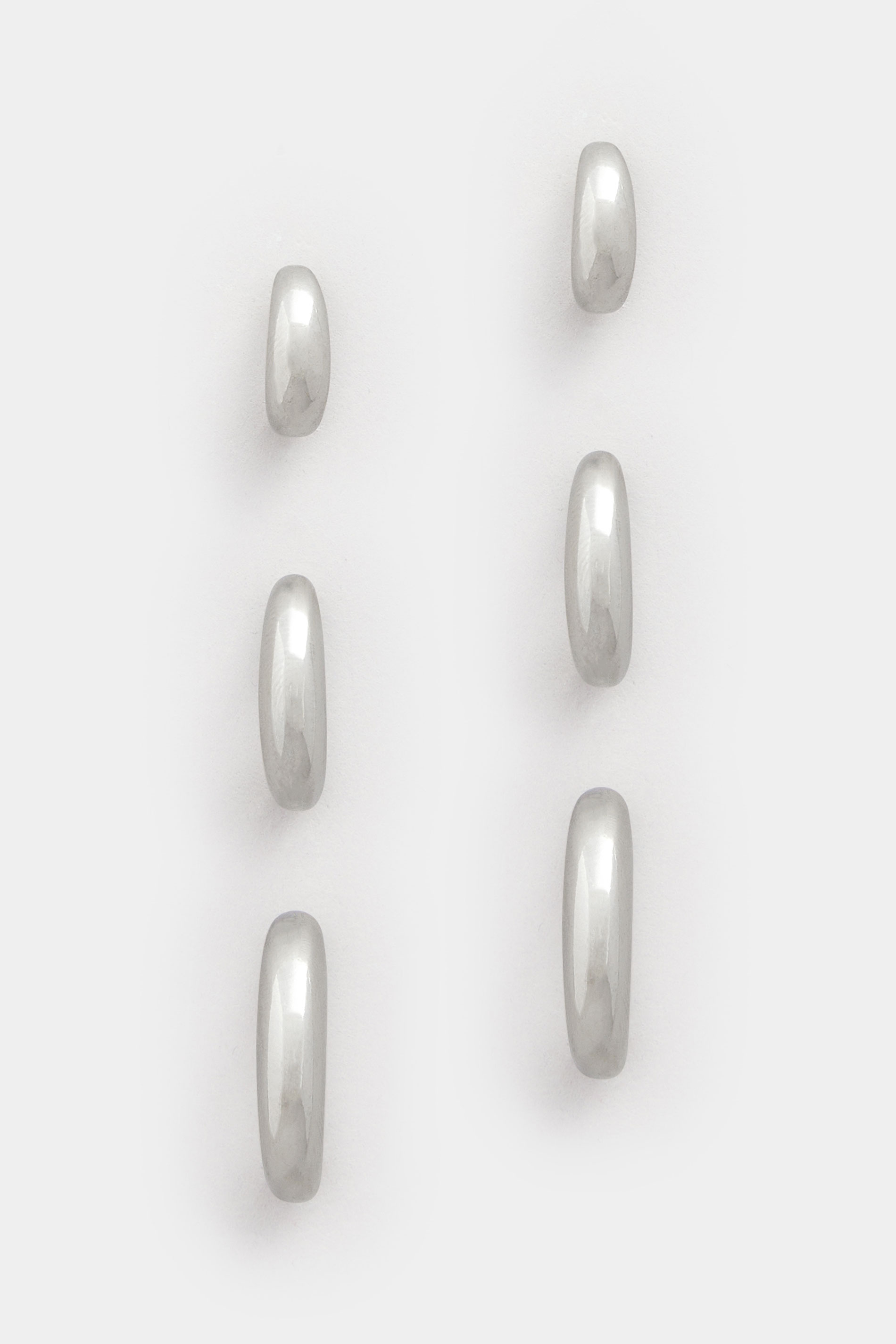 YOURSET 3 PACK Silver Tone Large Hoop Earrings Set | Yours Clothing 3
