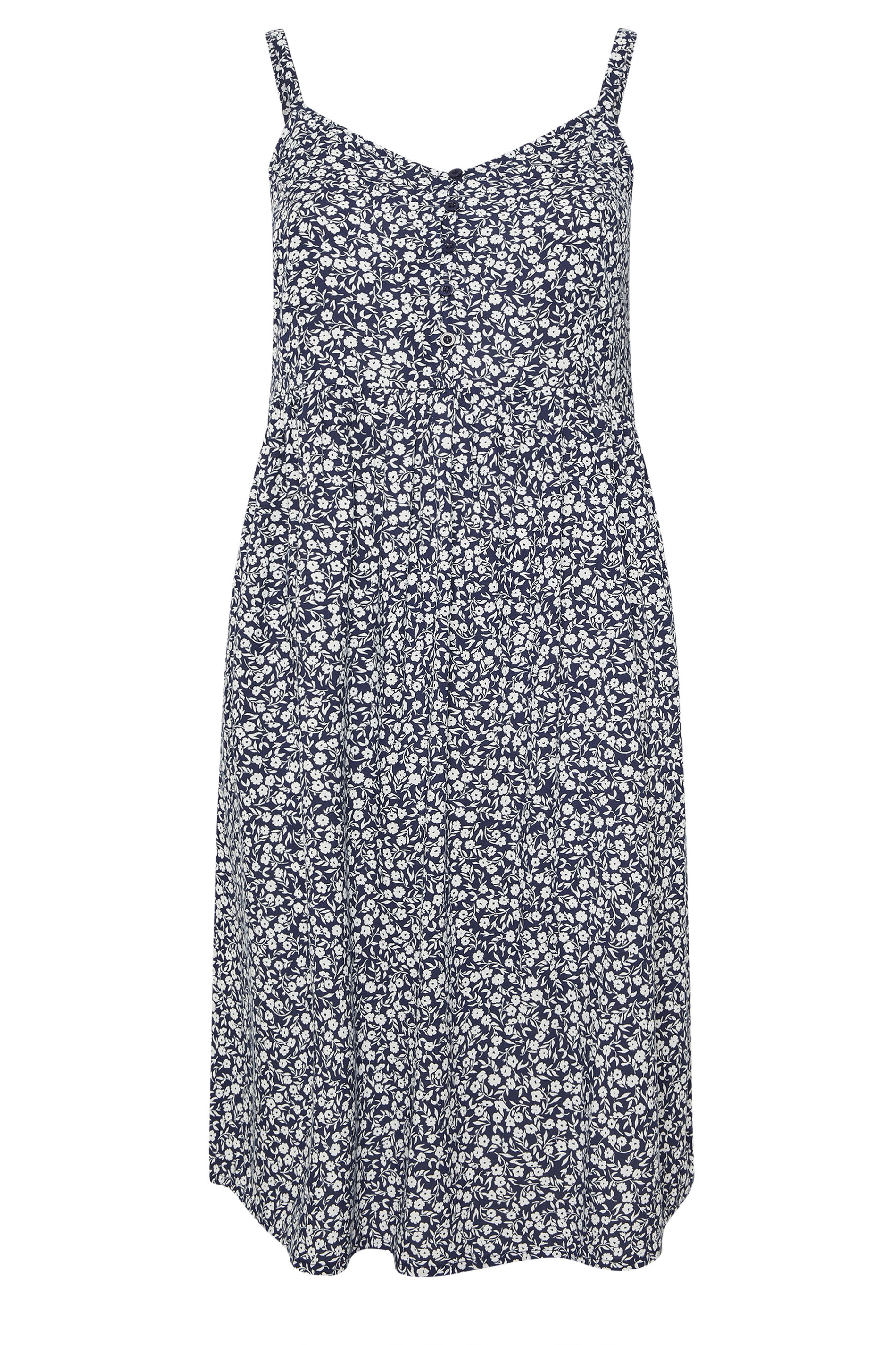 YOURS Plus Size Navy Blue Ditsy Floral Strappy Sundress | Yours Clothing 5