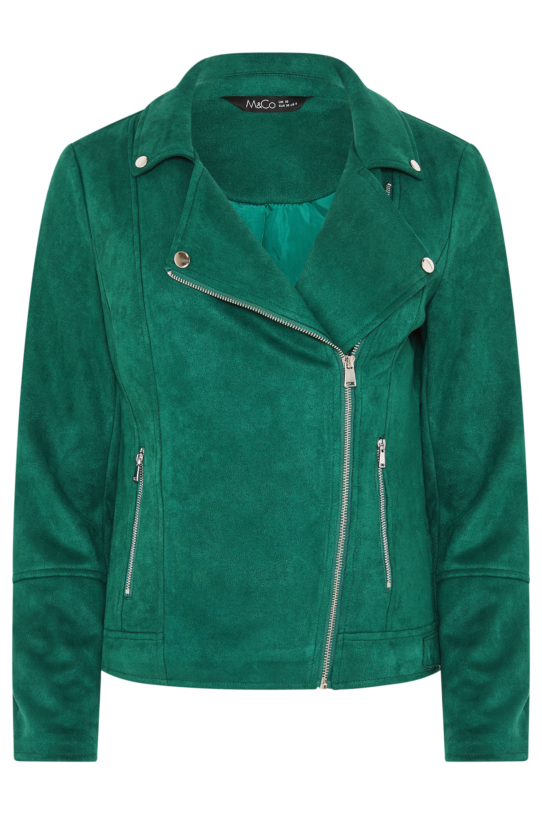 M&Co Green Faux Suede Biker Jacket | M&Co 5
