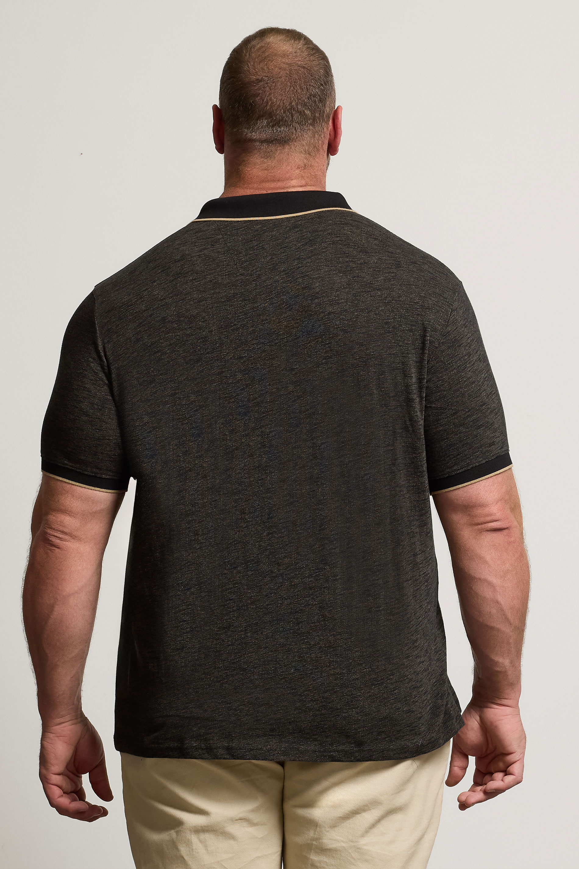 BadRhino Big & Tall Black Textured Tipped Polo Shirt | BadRhino 2