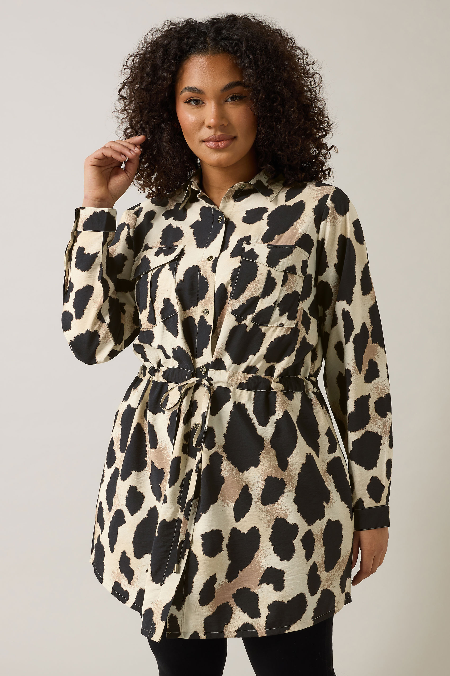 EVANS Plus Size Natural Brown Leopard Print Shirt | Evans 1