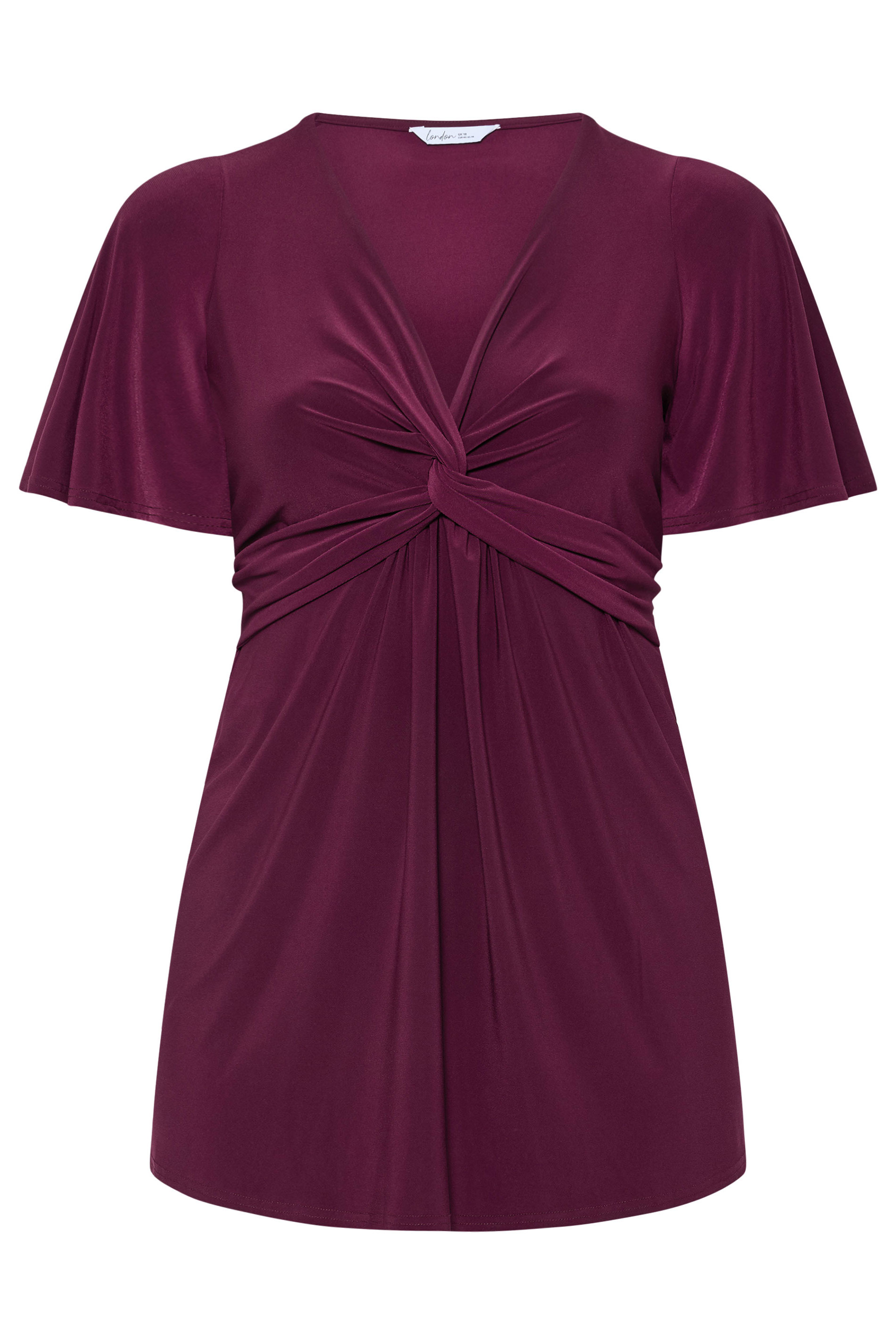 YOURS LONDON Plus Size Purple Knot Detail Front Top | Yours Clothing 5