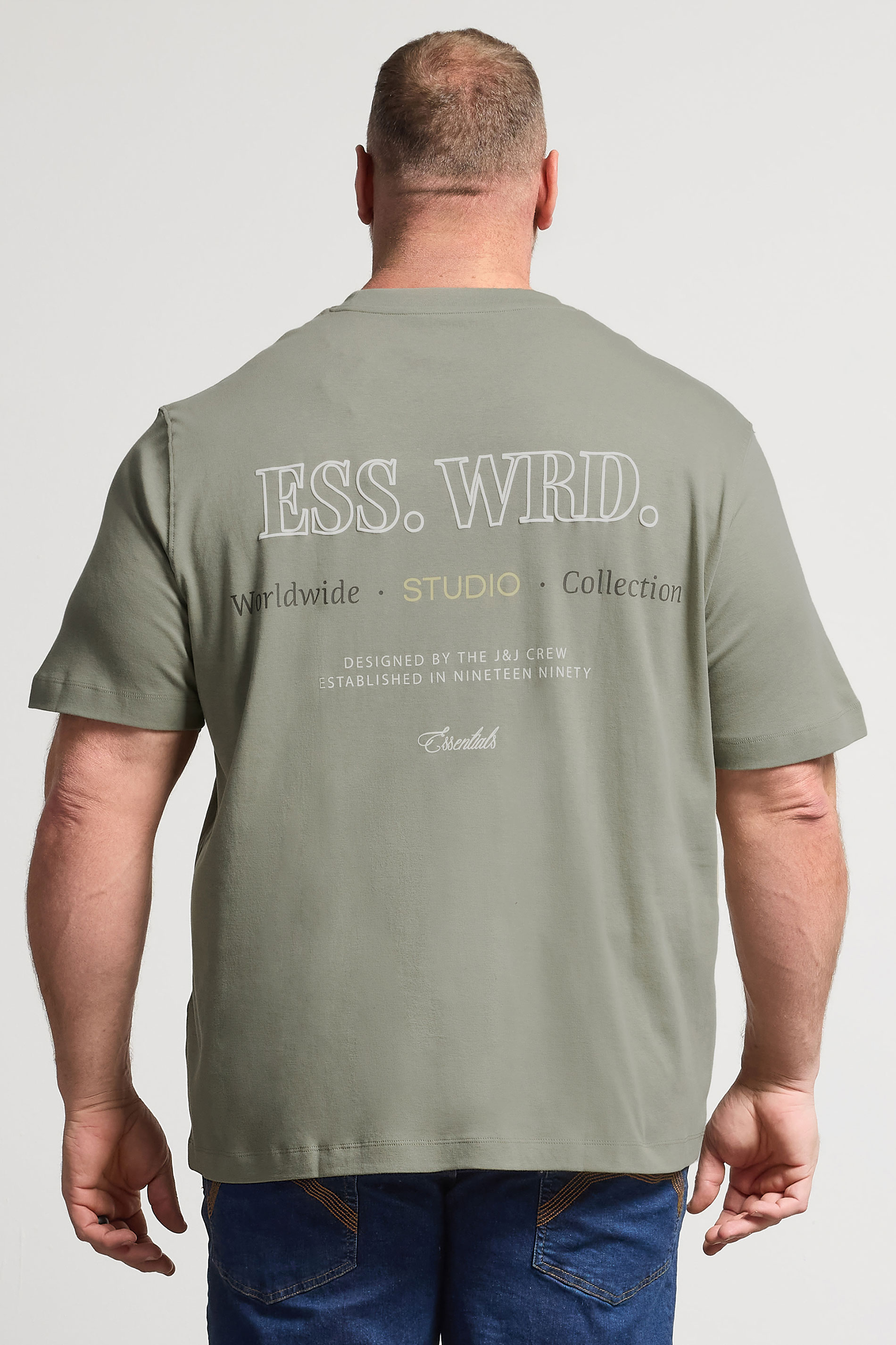 JACK & JONES Big & Tall Vetiver Green Basic T-Shirt | BadRhino 2