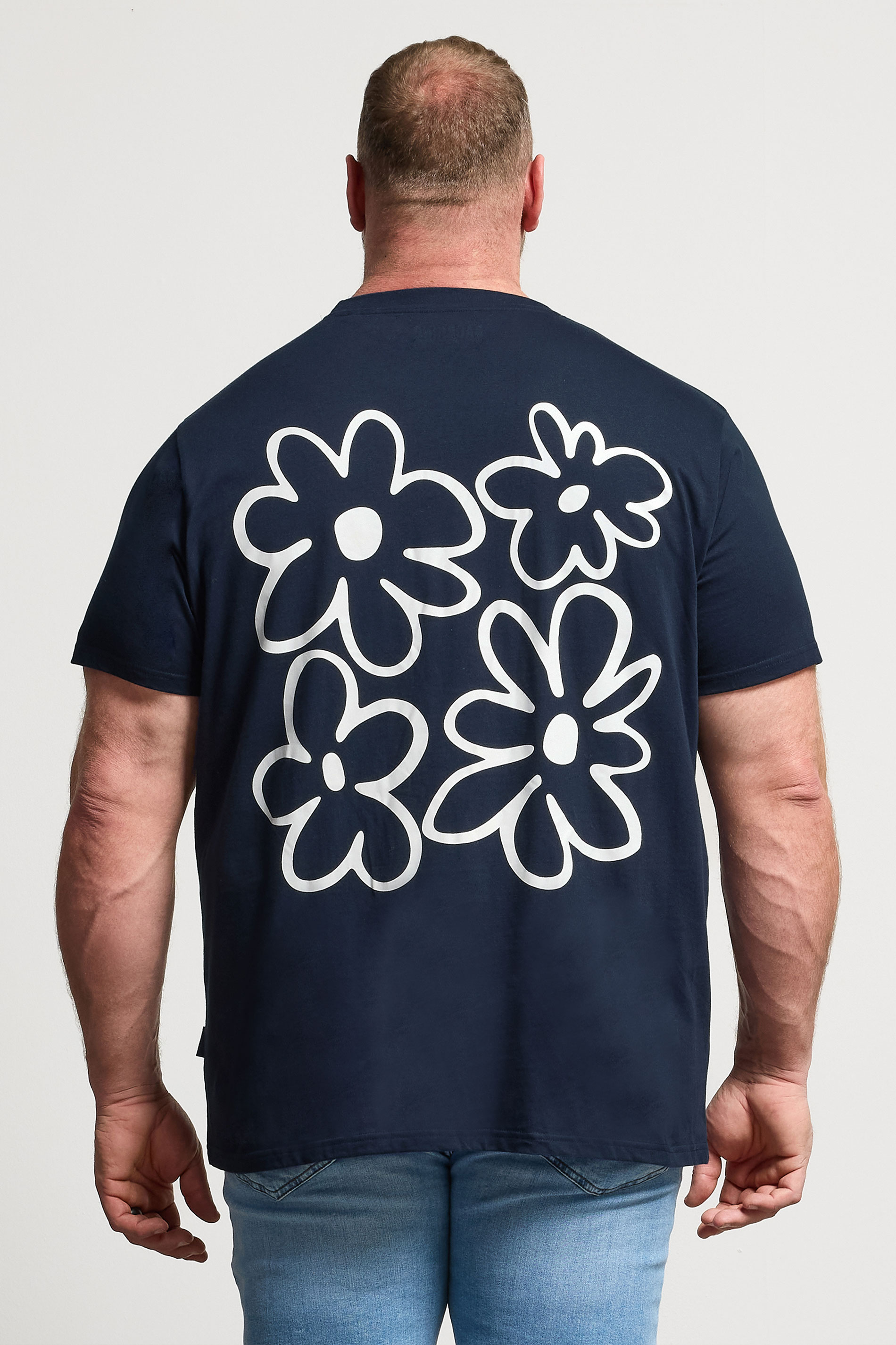 BadRhino Big & Tall Navy Blue Flower Graphic T-Shirt | BadRhino 4