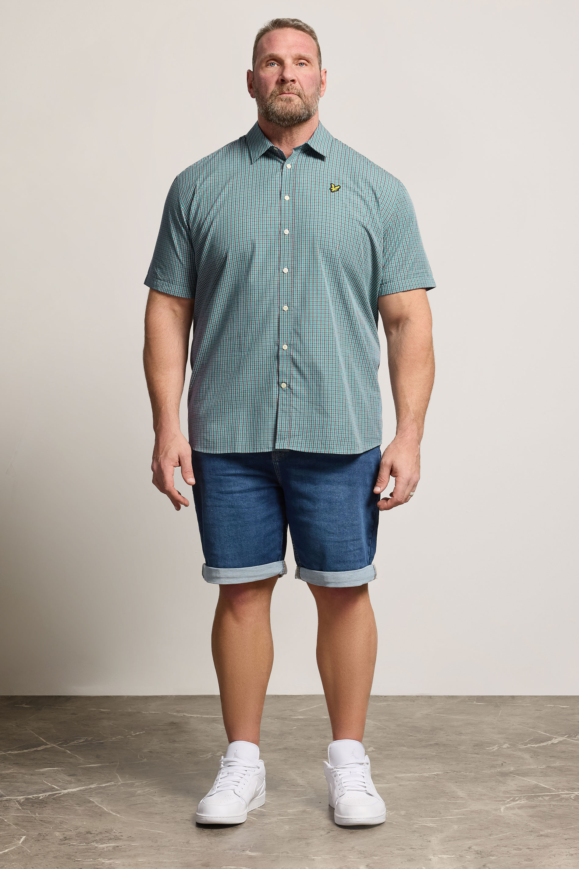 LYLE & SCOTT Big & Tall Blue Fine Check Shirt | BadRhino 1