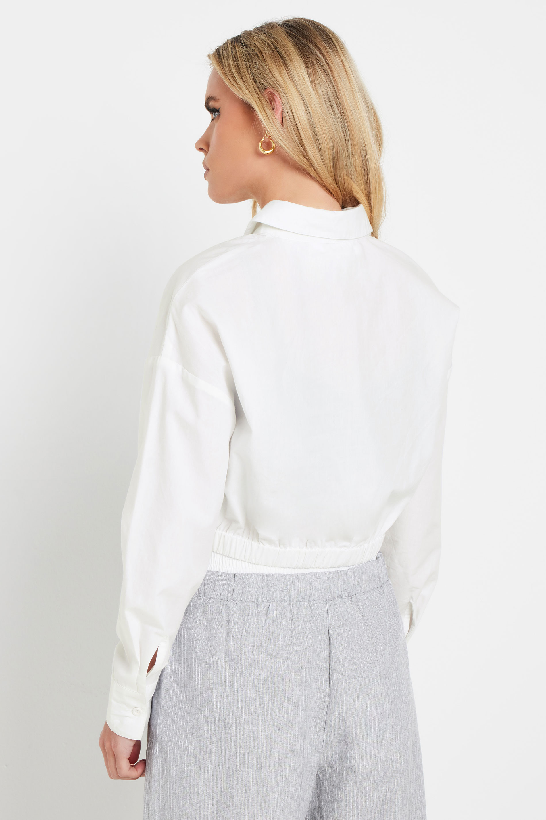 PixieGirl Petite Women's White Elasticated Hem Cotton Shirt | PixieGirl 4