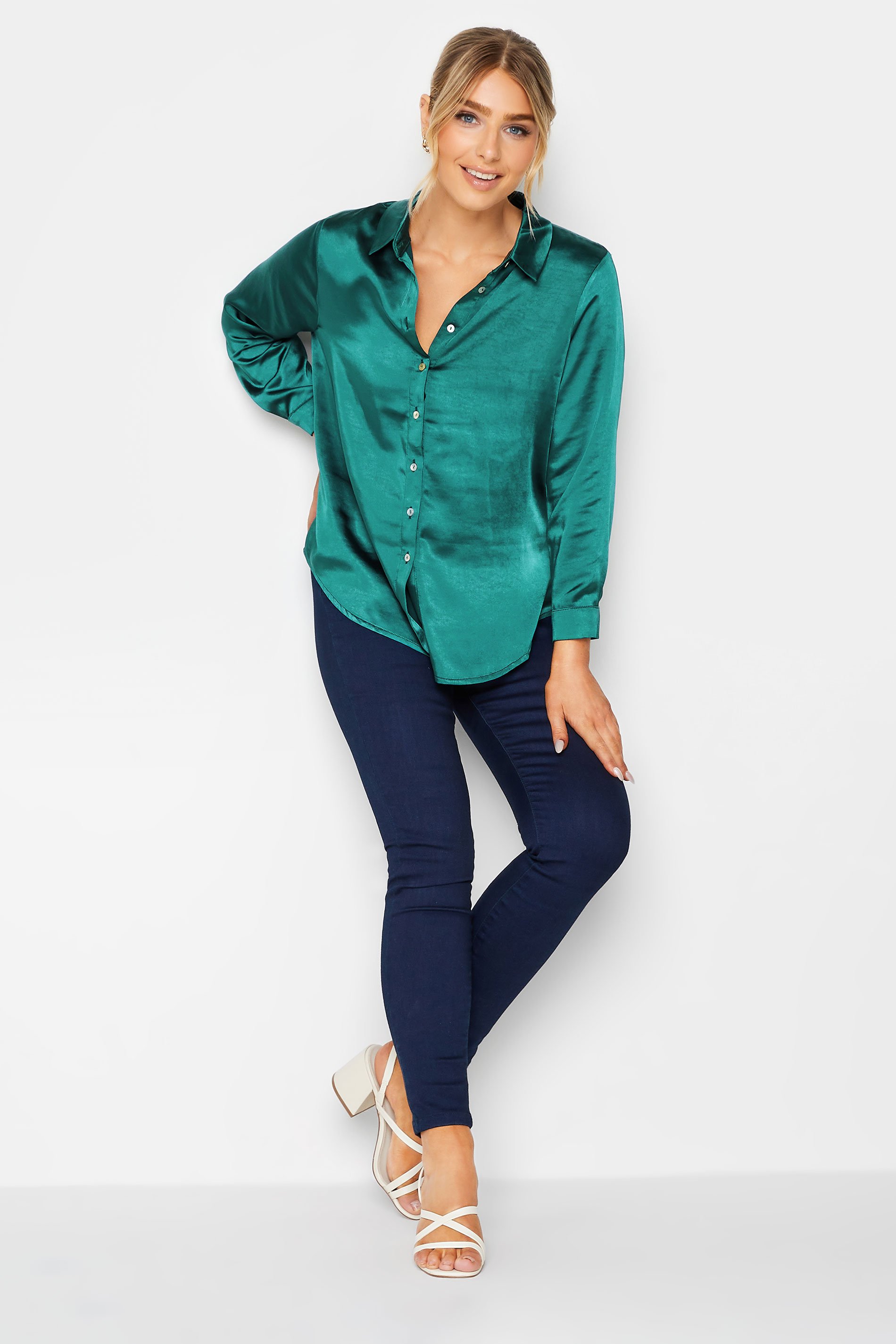 M&Co Emerald Green Satin Shirt | M&Co 2