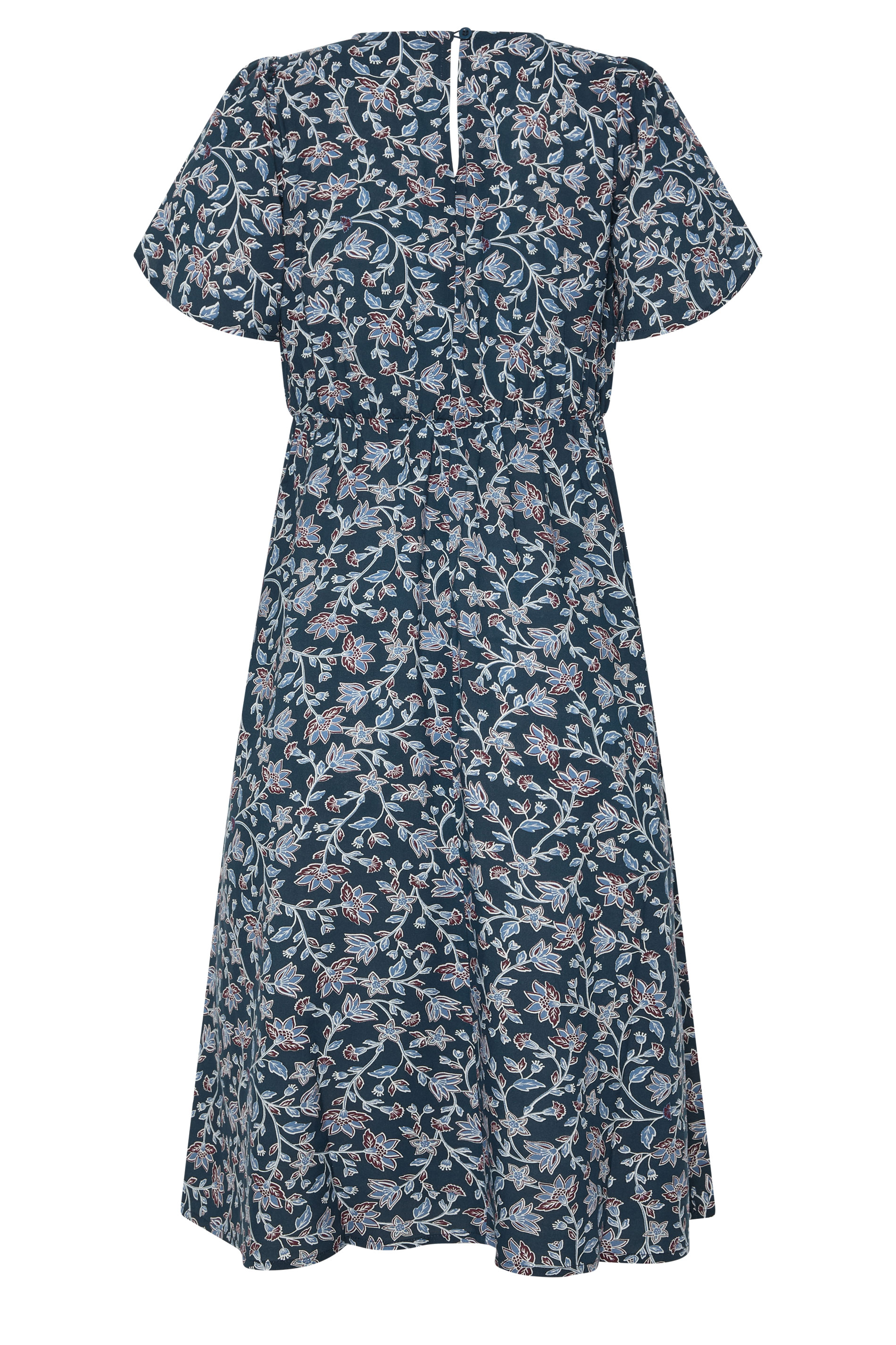 M&Co Petite Blue Floral Print Tulip Sleeve Dress | M&Co 6