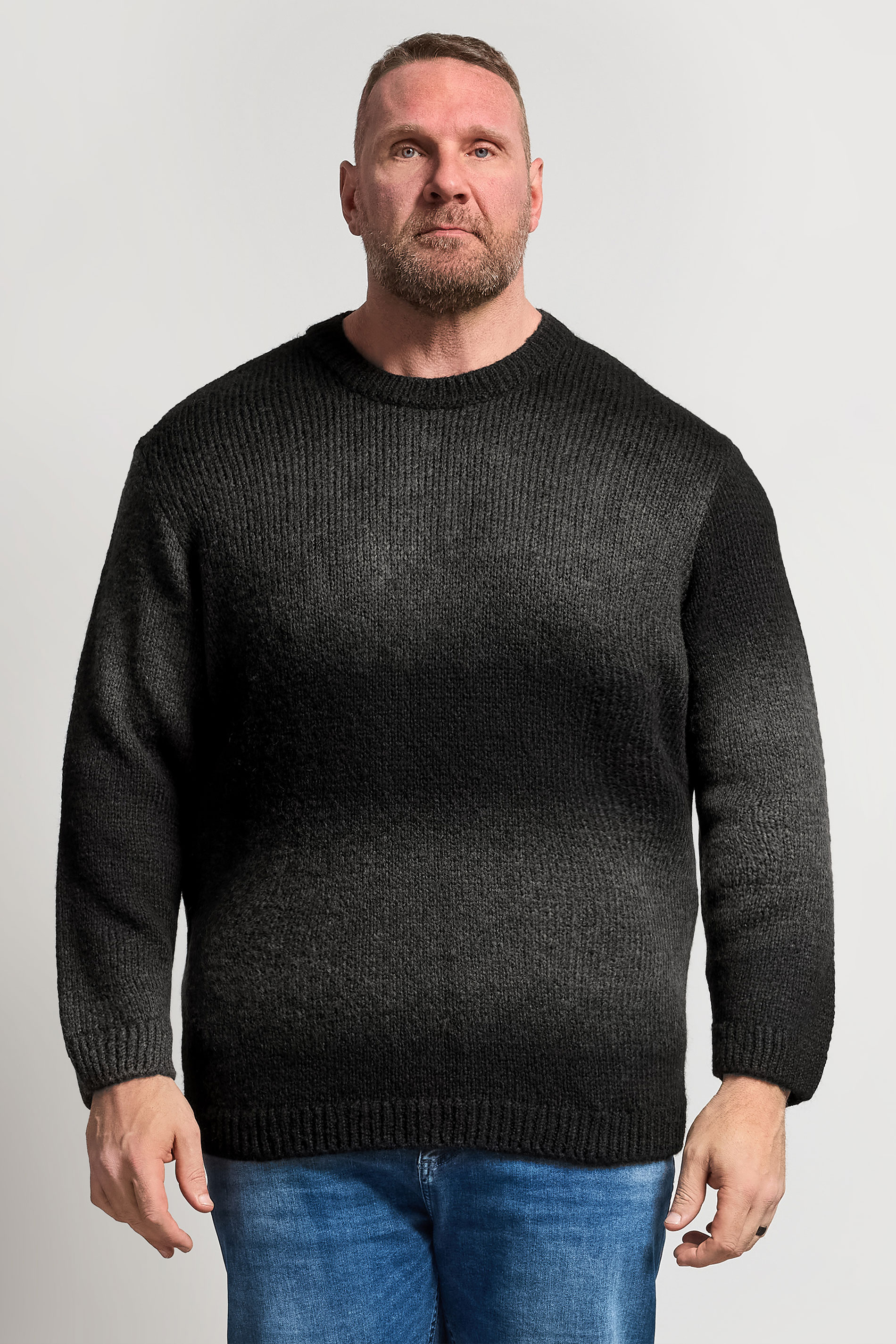 JACK & JONES Big & Tall Grey Crew Neck Knit Jumper | BadRhino 3