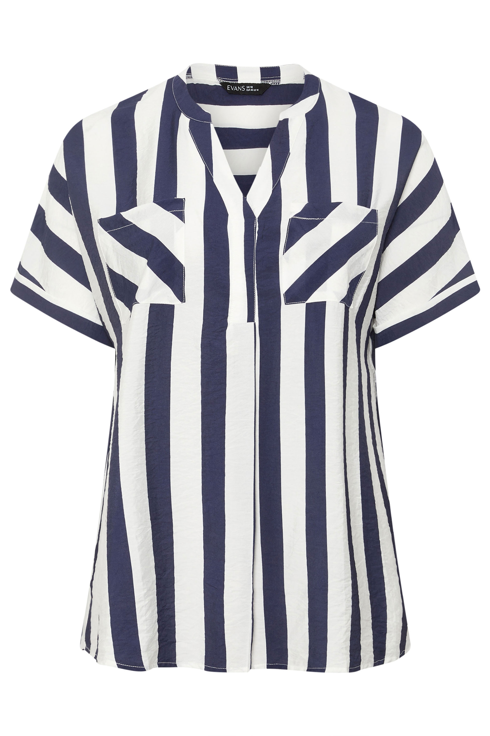 EVANS Plus Size Blue & White Stripe Blouse | Evans 5