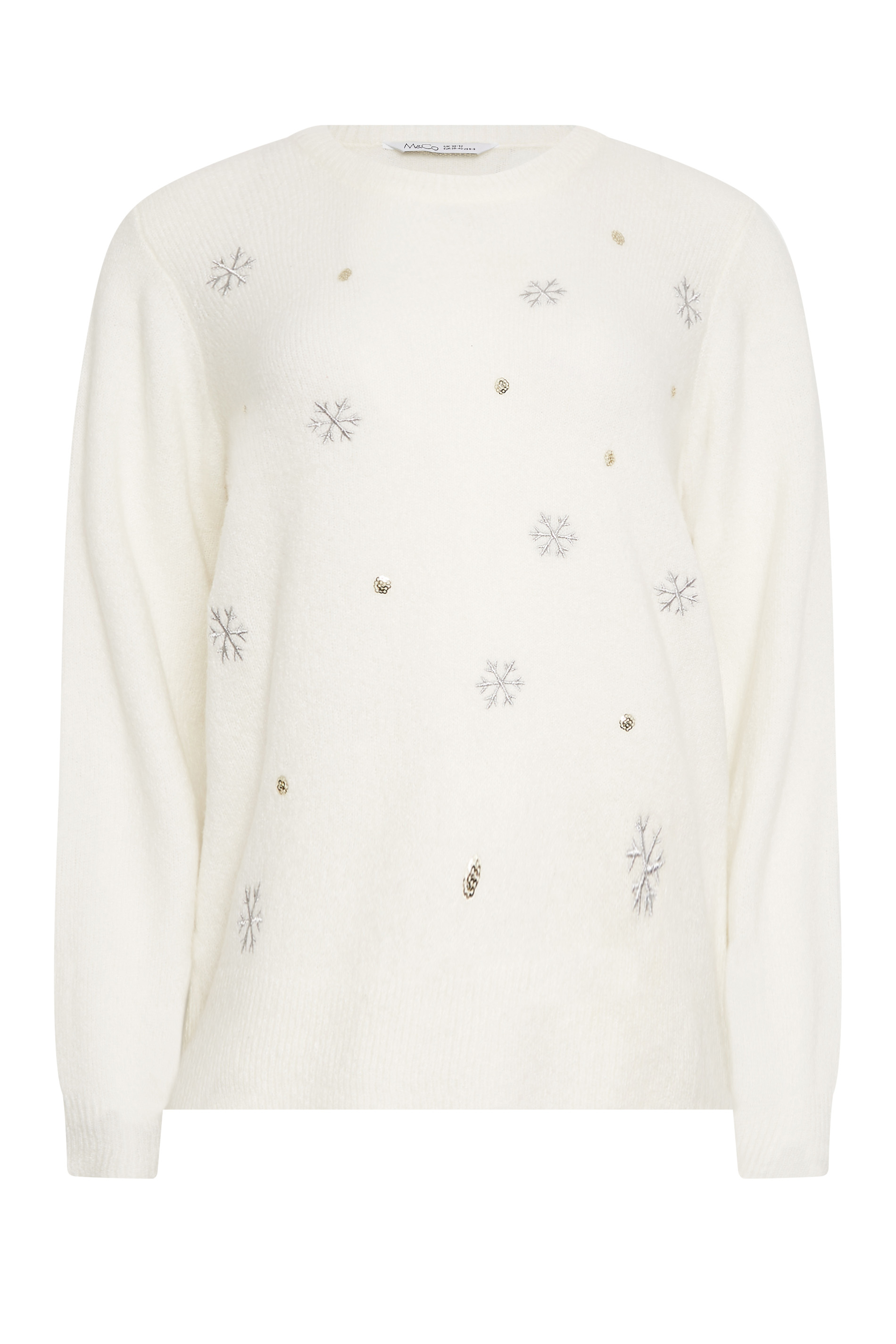 M&Co Petite Ivory White Sequin Snowflake Christmas Jumper | M&Co