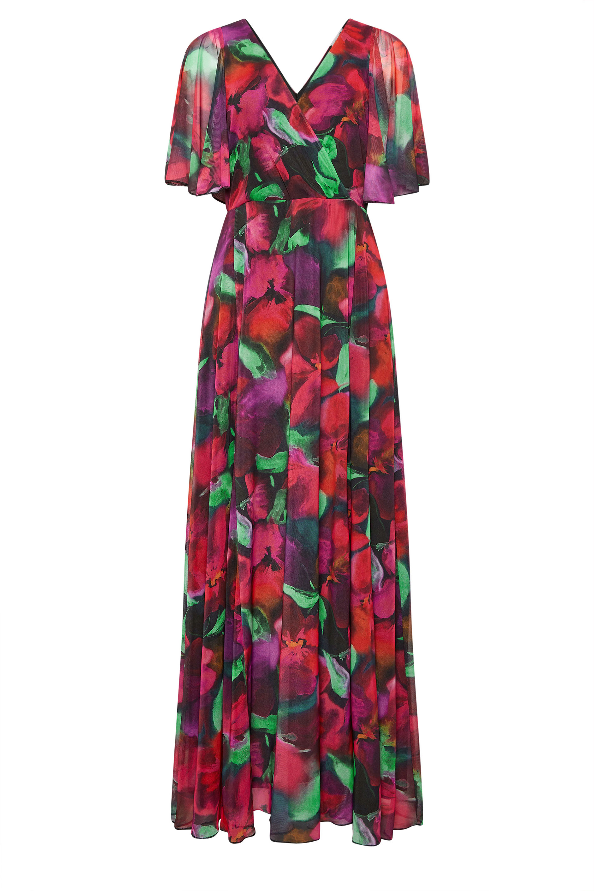 M&Co Purple Floral Print Mesh Maxi Wrap Dress | M&Co 6