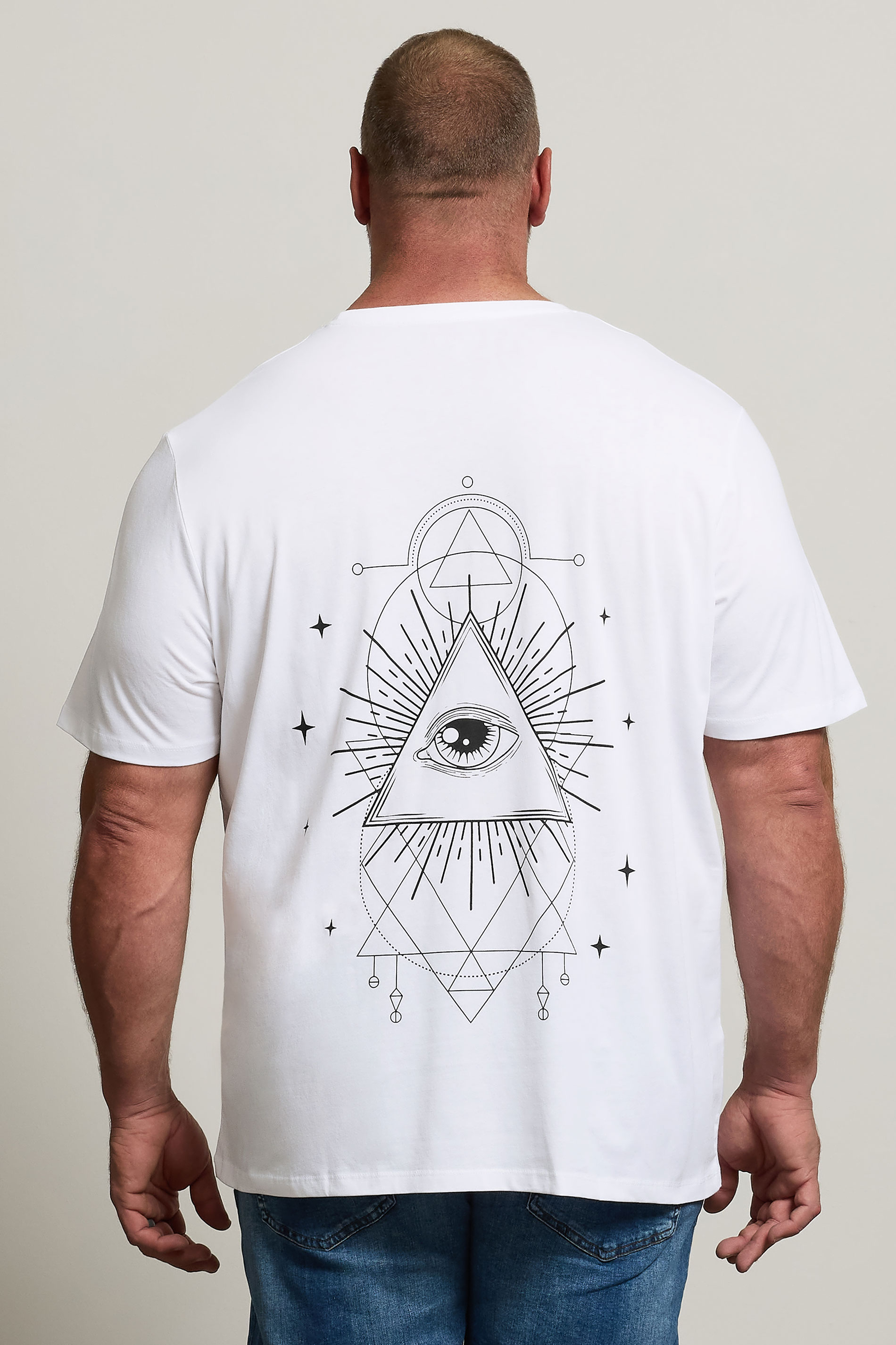 JACK & JONES Big & Tall White 'All Seeing Eye' Print T-Shirt | BadRhino 2