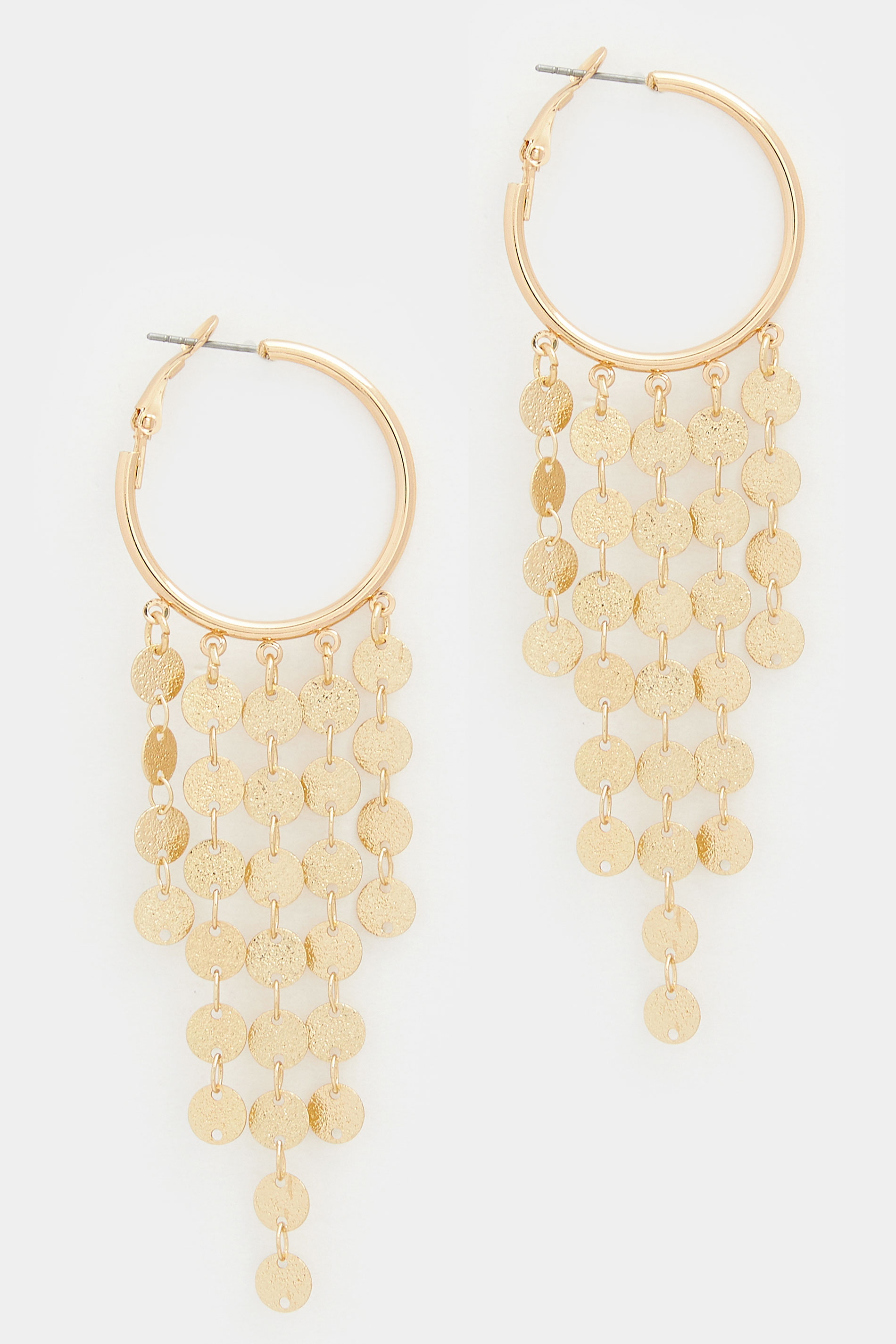 Gold Tone Disc Drop Earrings | Yours Clothing 3
