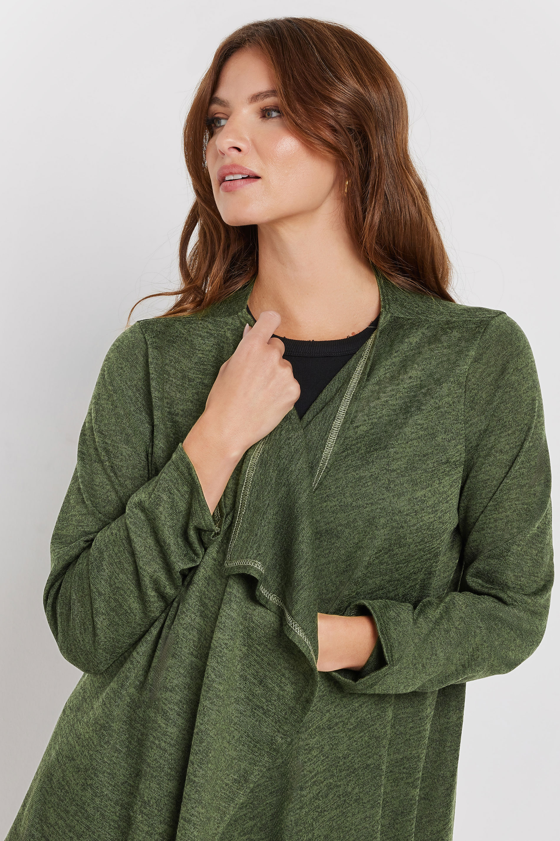 M&Co Khaki Green Waterfall Cardigan | M&Co 4