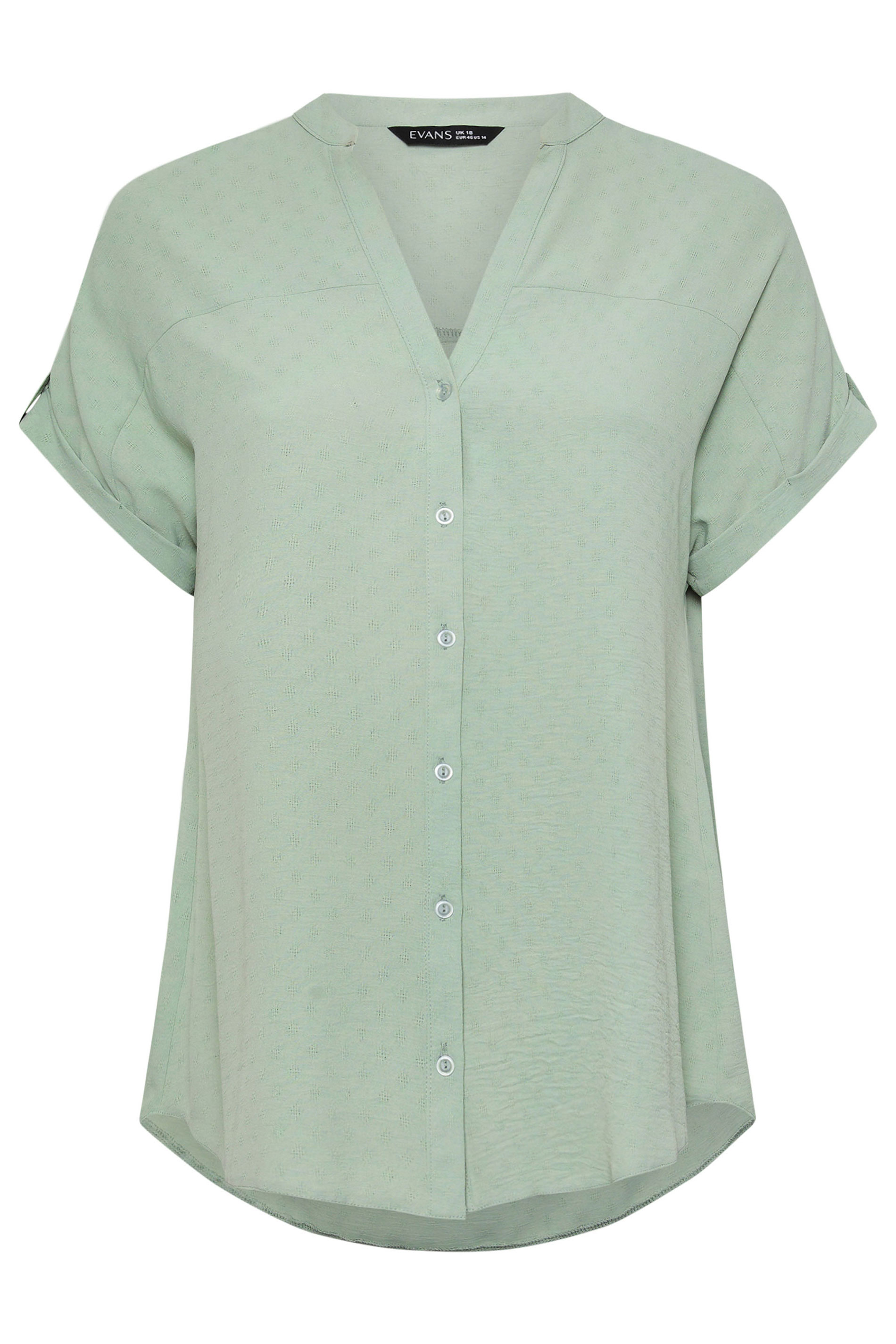 EVANS Plus Size Sage Green Short Sleeve Blouse | Evans 5