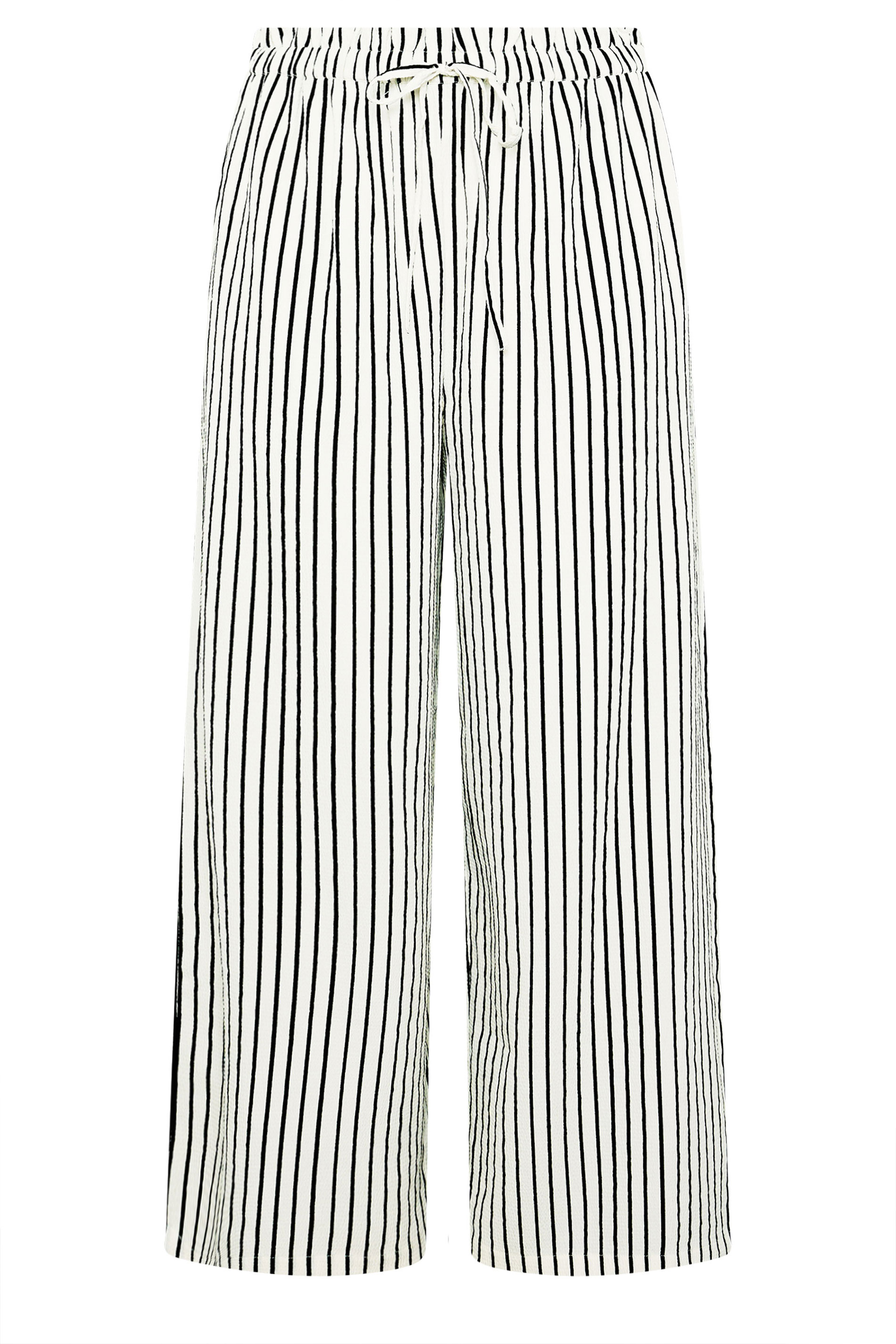 YOURS Plus Size White Stripe Paper Bag Waist Trousers | Yours Clothing 5