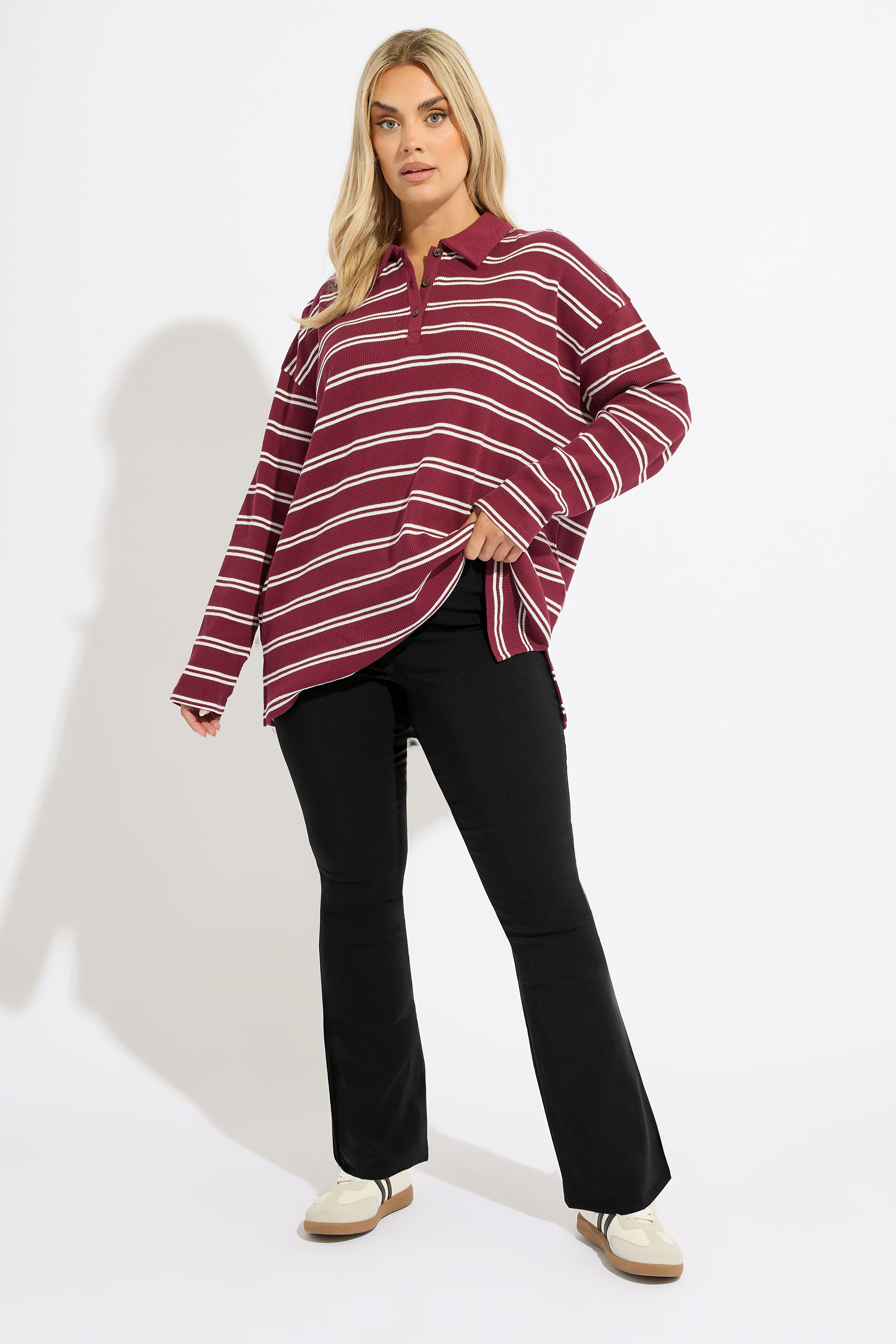 YOURS Curve Plus Size Black Flare Bengaline Trousers | Yours Clothing  1