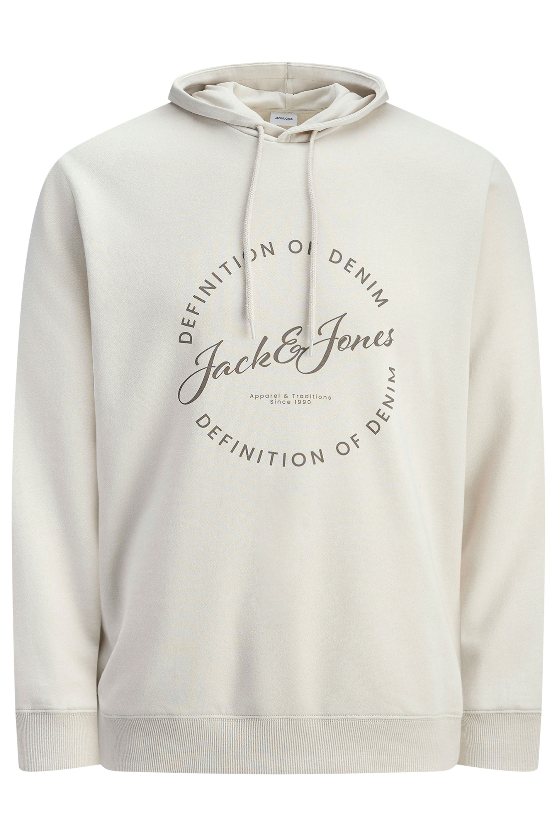 JACK & JONES Big & Tall Moonbeam White Logo Printed Hoodie | BadRhino 2