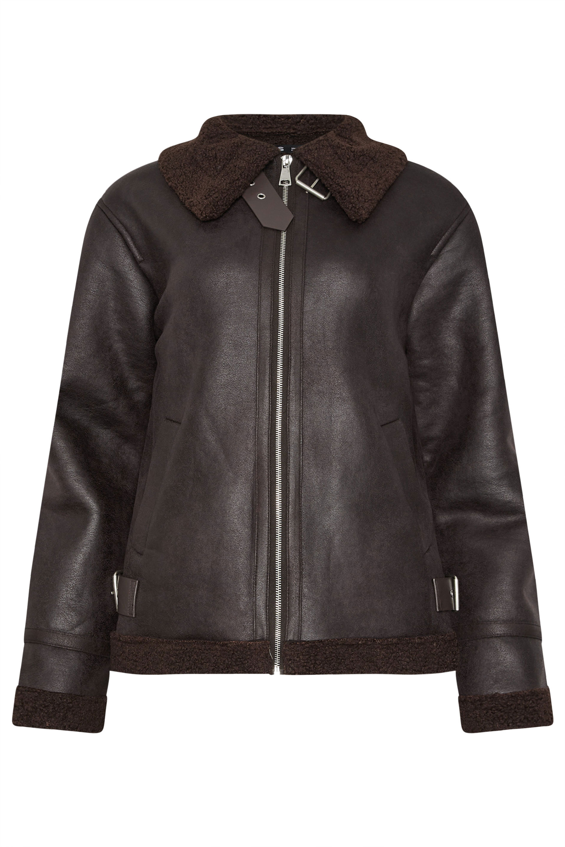 LTS Tall Chocolate Brown Aviator Jacket | Long Tall Sally 7