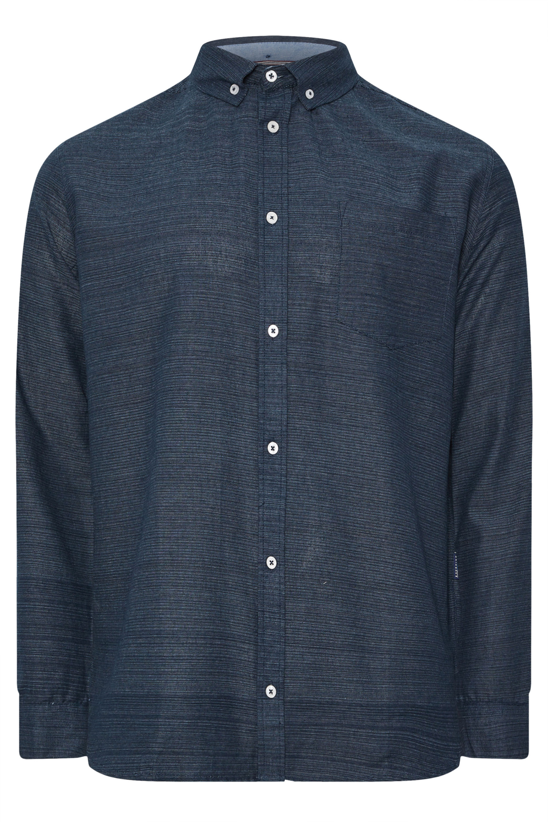 BadRhino Big & Tall Navy Blue Long Sleeve Slub Shirt | BadRhino 8