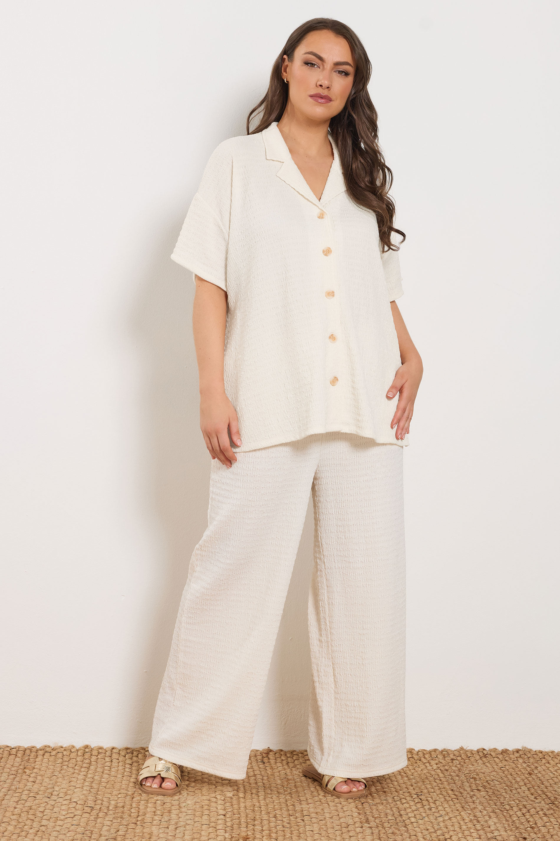 YOURS Plus Size Ivory White Textured Shirt | Yours Clothing 4