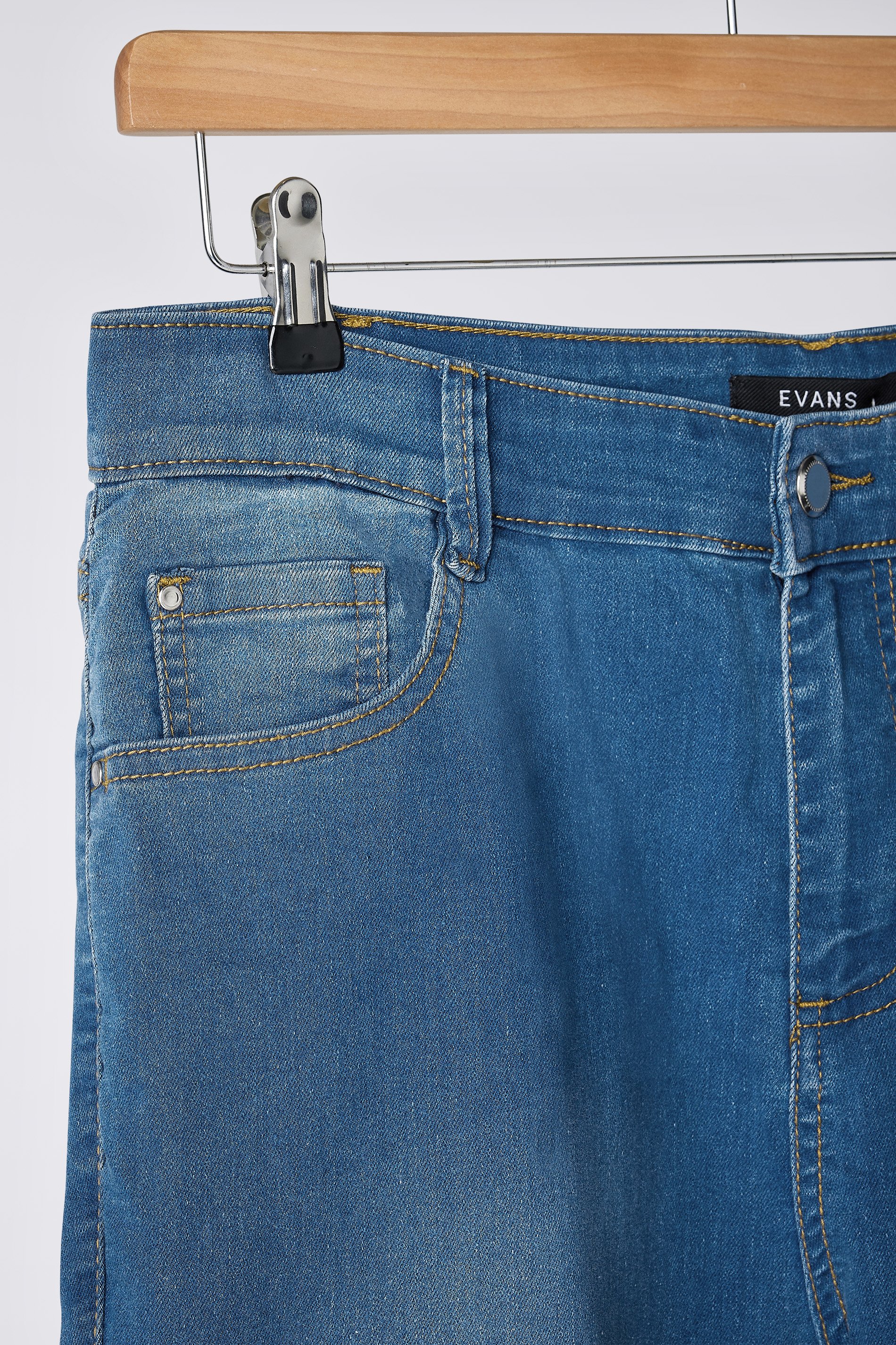 EVANS Plus Size Blue Midwash High Waisted Skinny Jeans 7