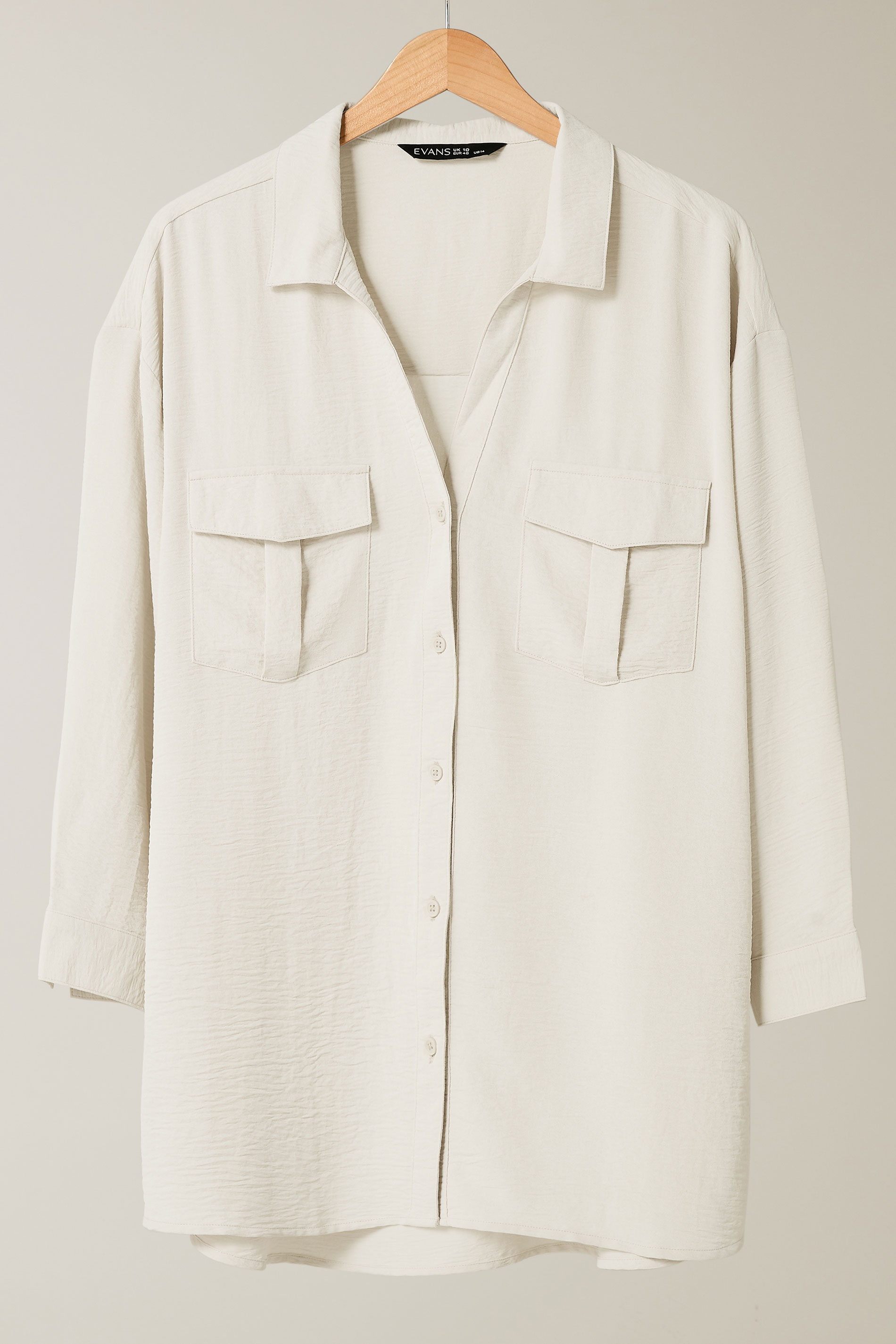 EVANS Plus Size Cream Utility Pocket Shirt | Evans 6