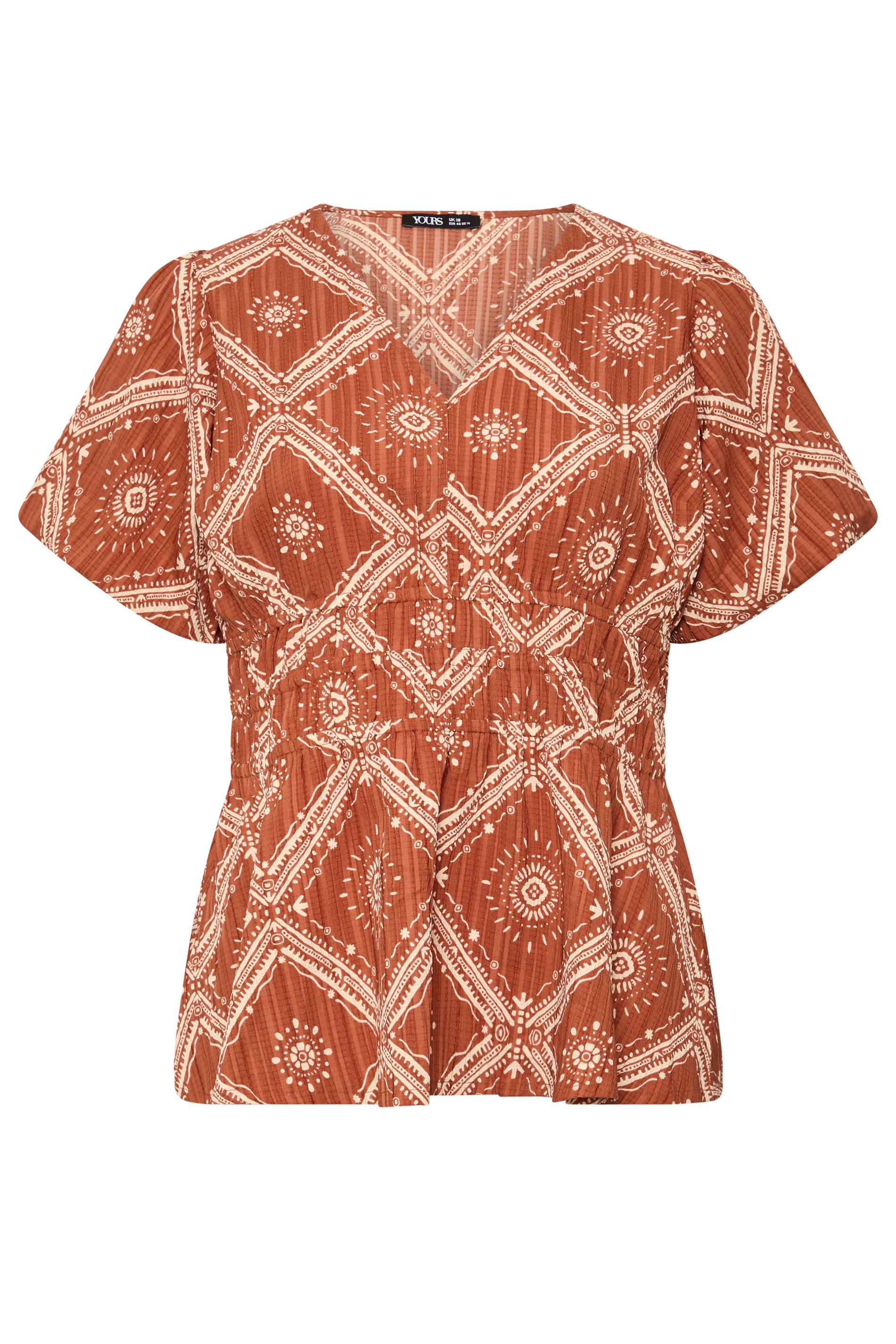 YOURS Plus Size Orange Abstract Puff Sleeve Blouse | Yours Clothing 6