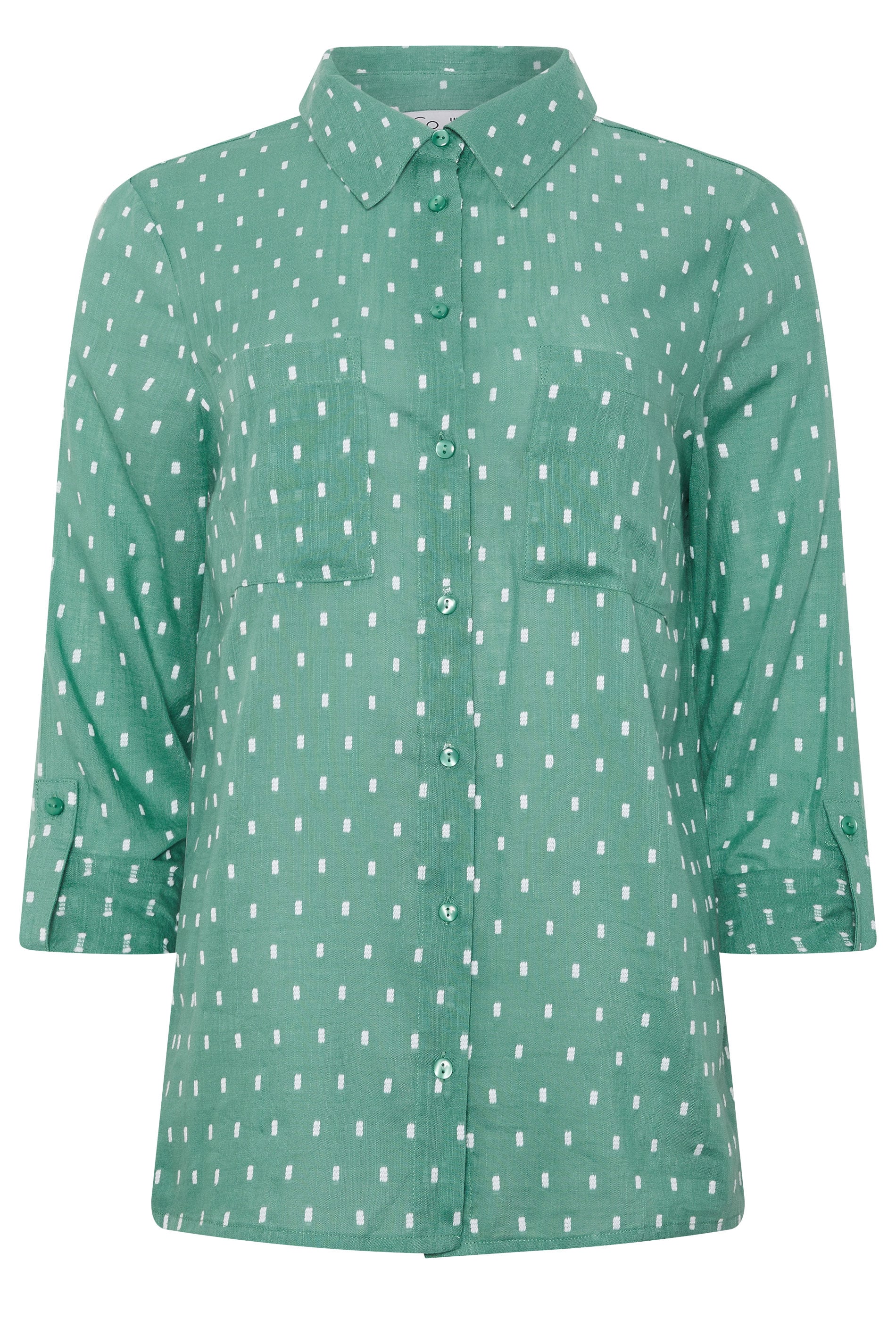 M&Co Sage Green Dobby Long Sleeve Cotton Shirt | M&Co 5