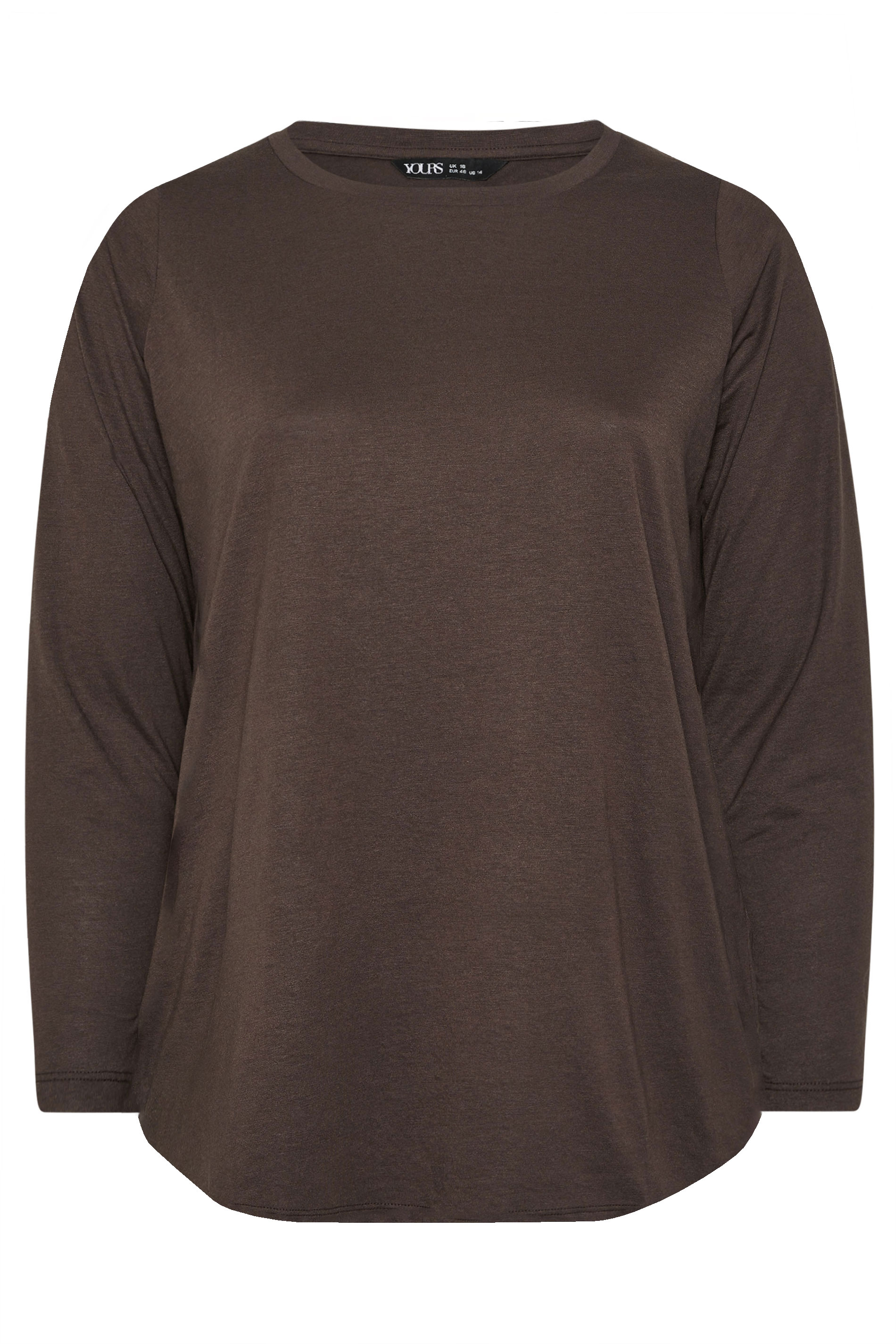 YOURS Plus Size 3 PACK Chocolate Brown Core T-Shirt Essentials Set | Yours Clothing 12