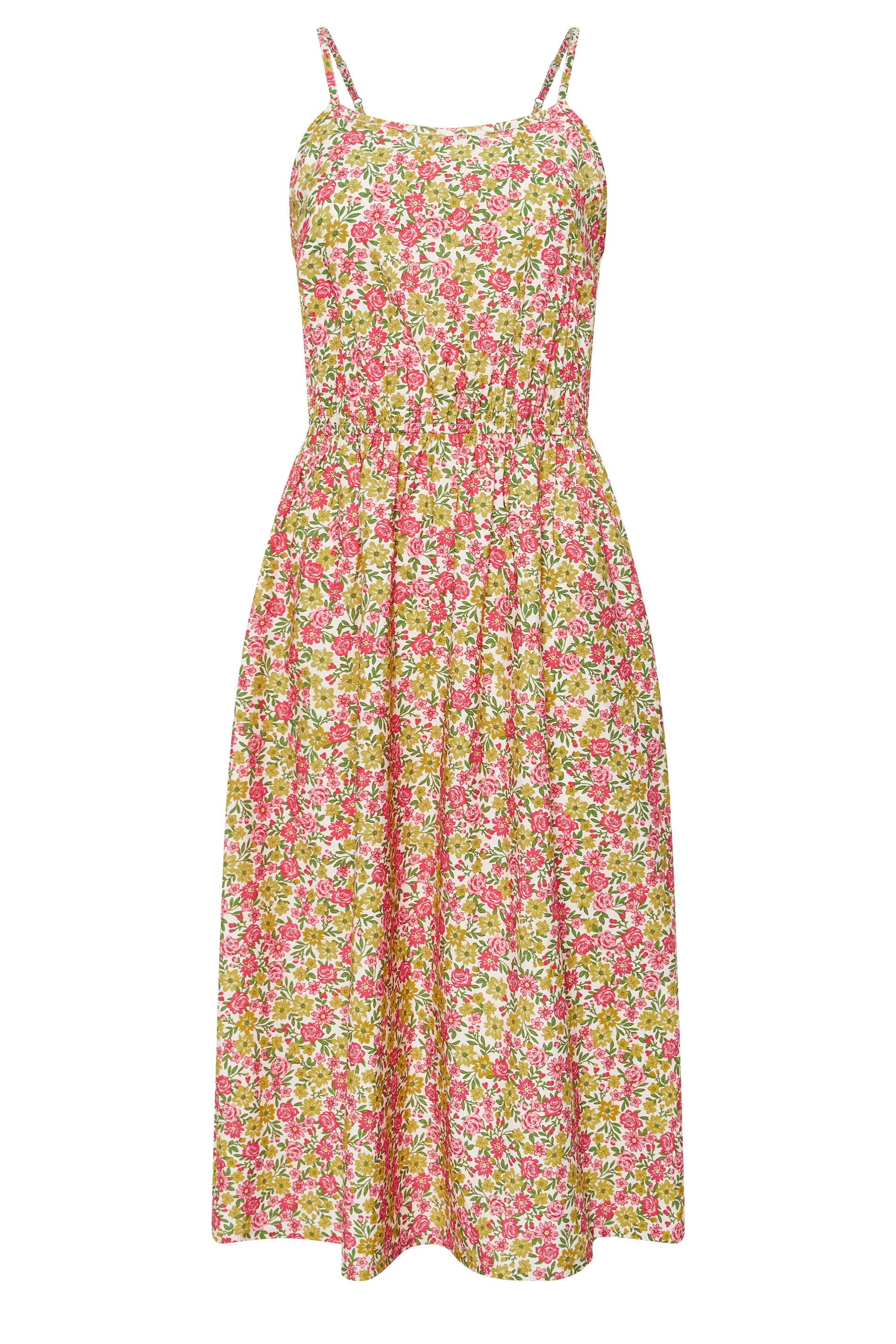 PixieGirl Petite Women's Pink Floral Midi Dress | PixieGirl 5