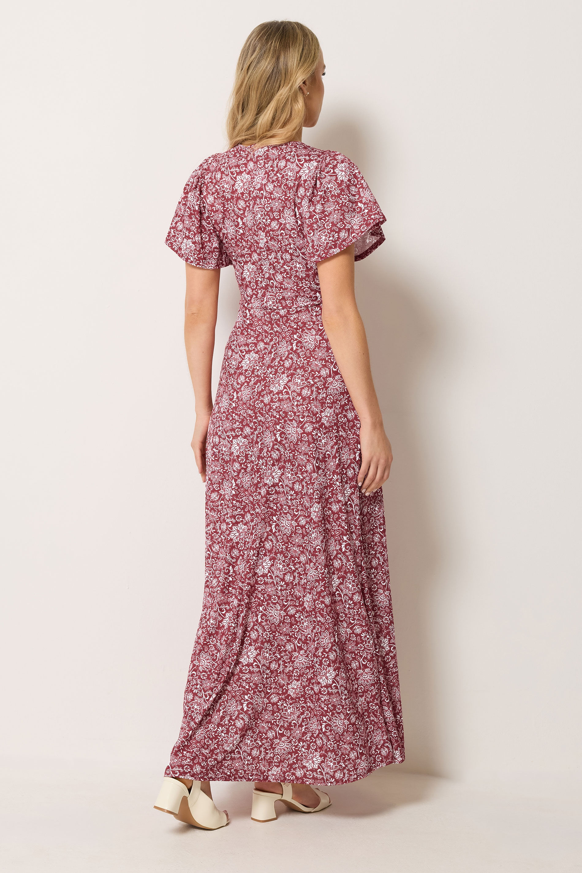 LTS Tall Women's Burgundy Red Paisley Wrap Maxi Dress | Long Tall Sally 2