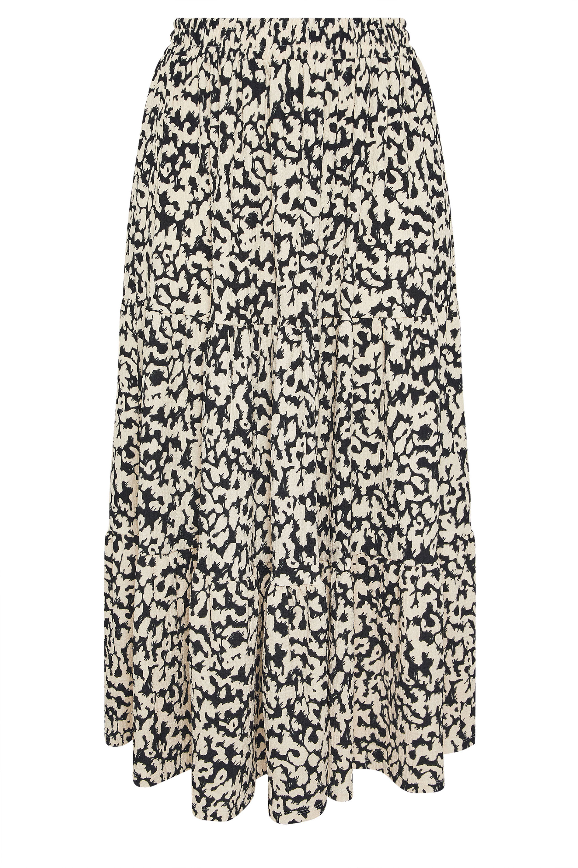YOURS Plus Size Black Abstract Textured Tiered Skirt | Yours Clothing 5